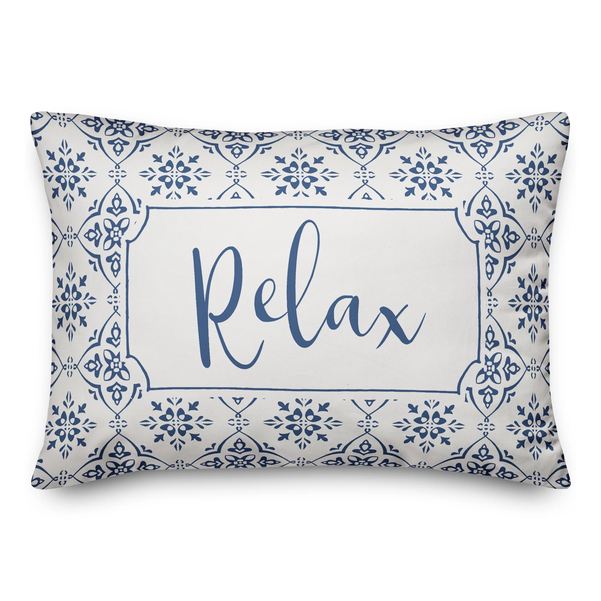Creative Products Simple Navy Boho Circle 20 x 14 Indoor / Outdoor Pillow