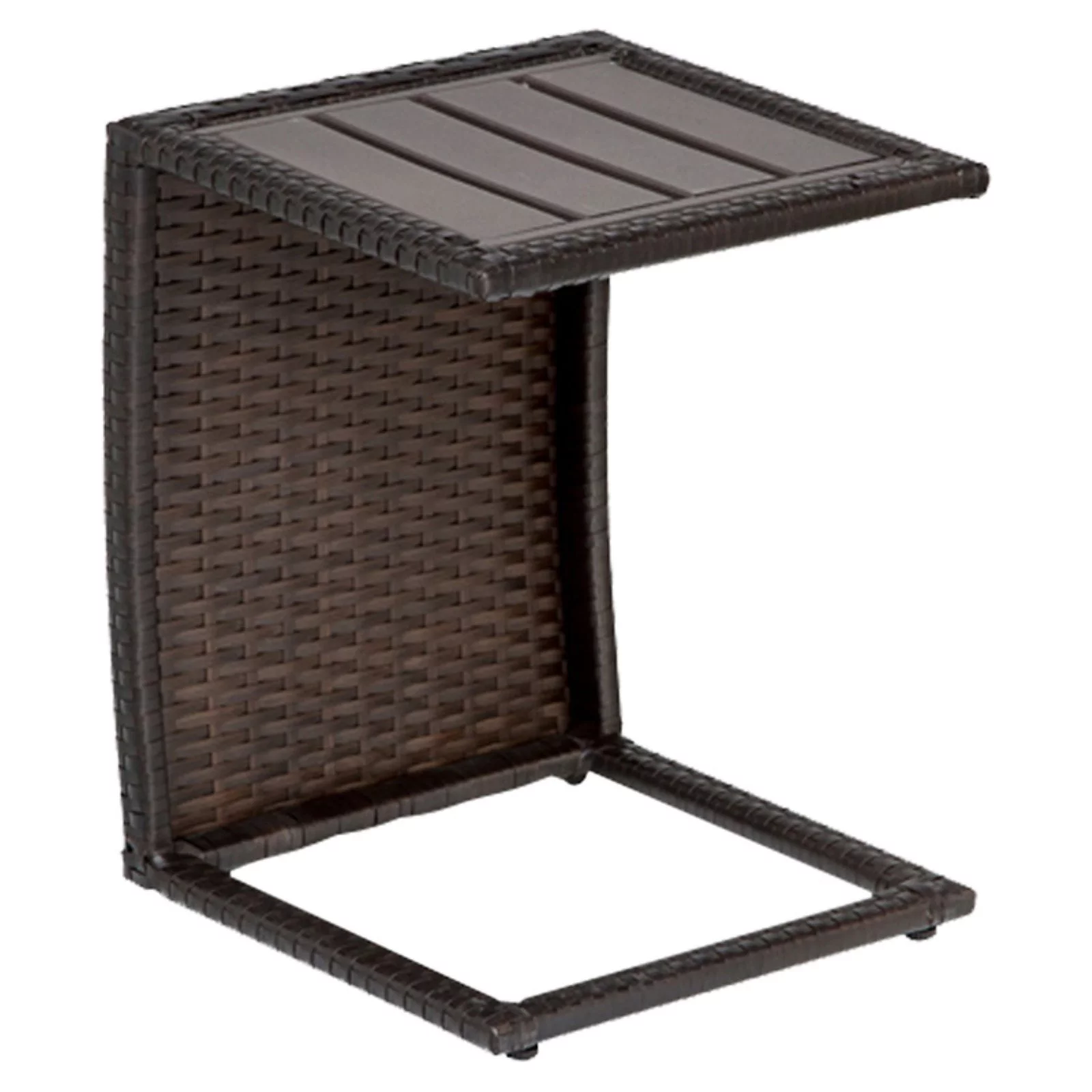 TKC Outdoor Wicker Side Table in Espresso