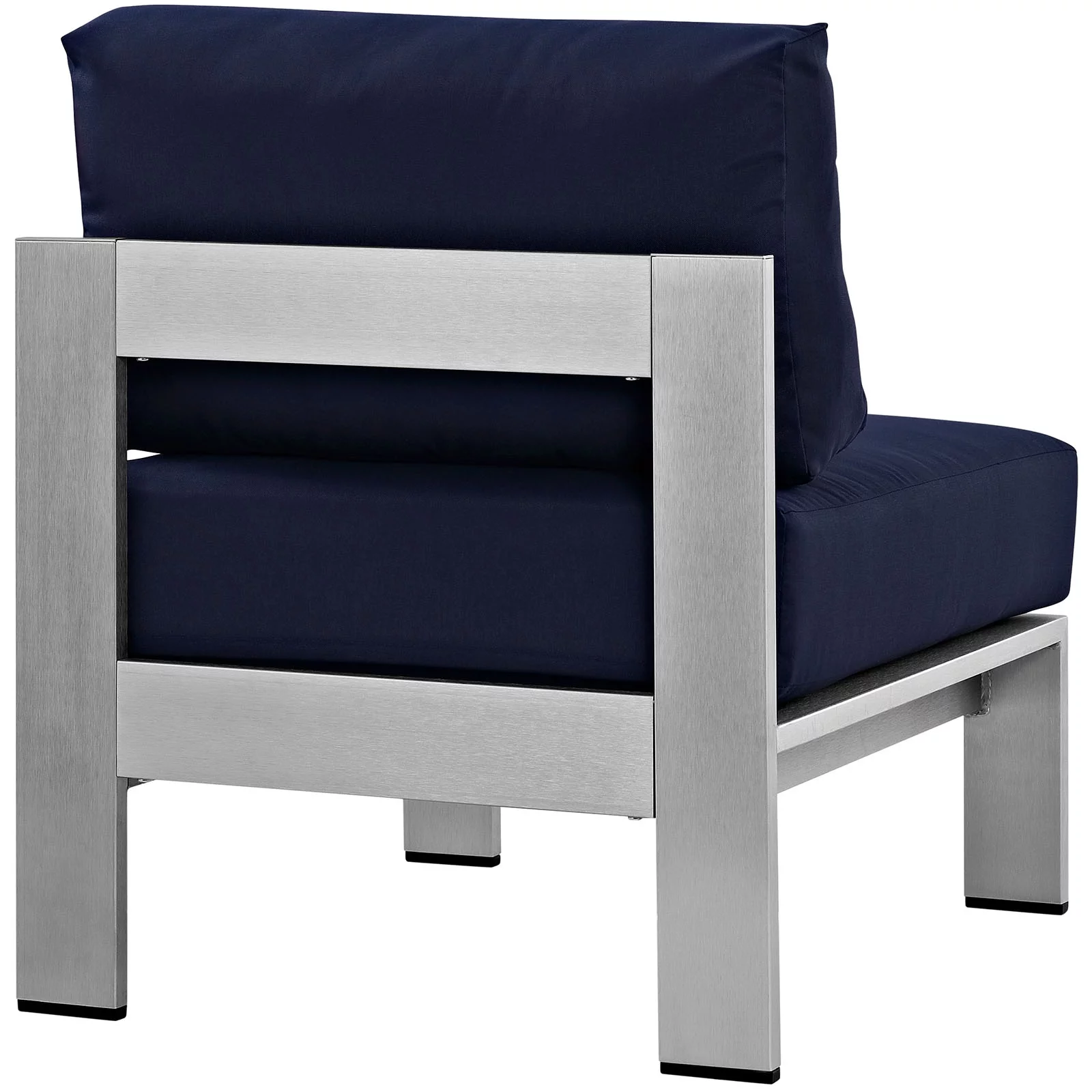 Modern Contemporary Urban Design Outdoor Patio Balcony Lounge Chair, Navy Blue, Metal Aluminum