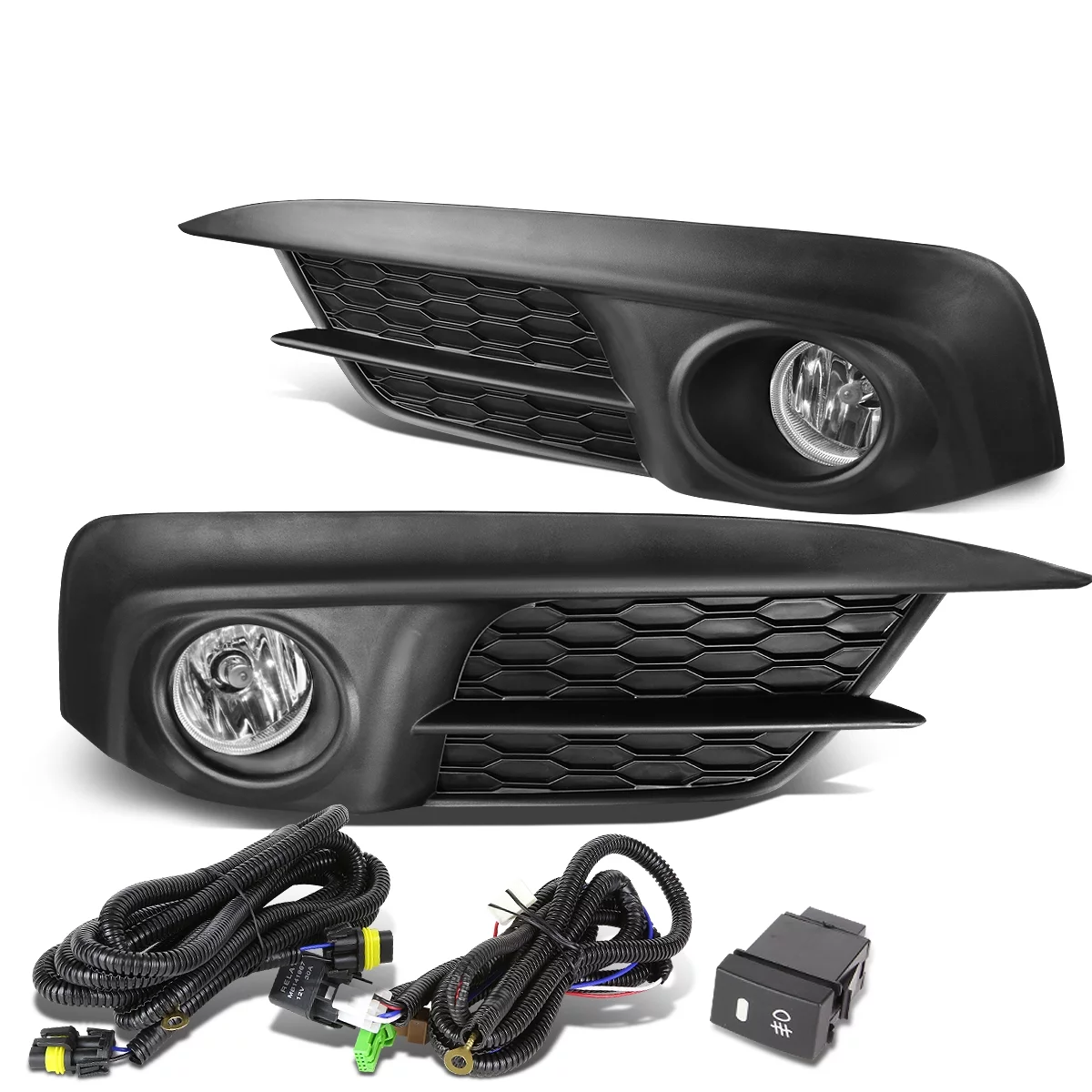 DNA Motoring FL-ZTL-175-CH For 2016 to 2017 Honda Civic FC Sedan/Coupe Front Bumper Fog Light Lamp+Switch Clear Lens