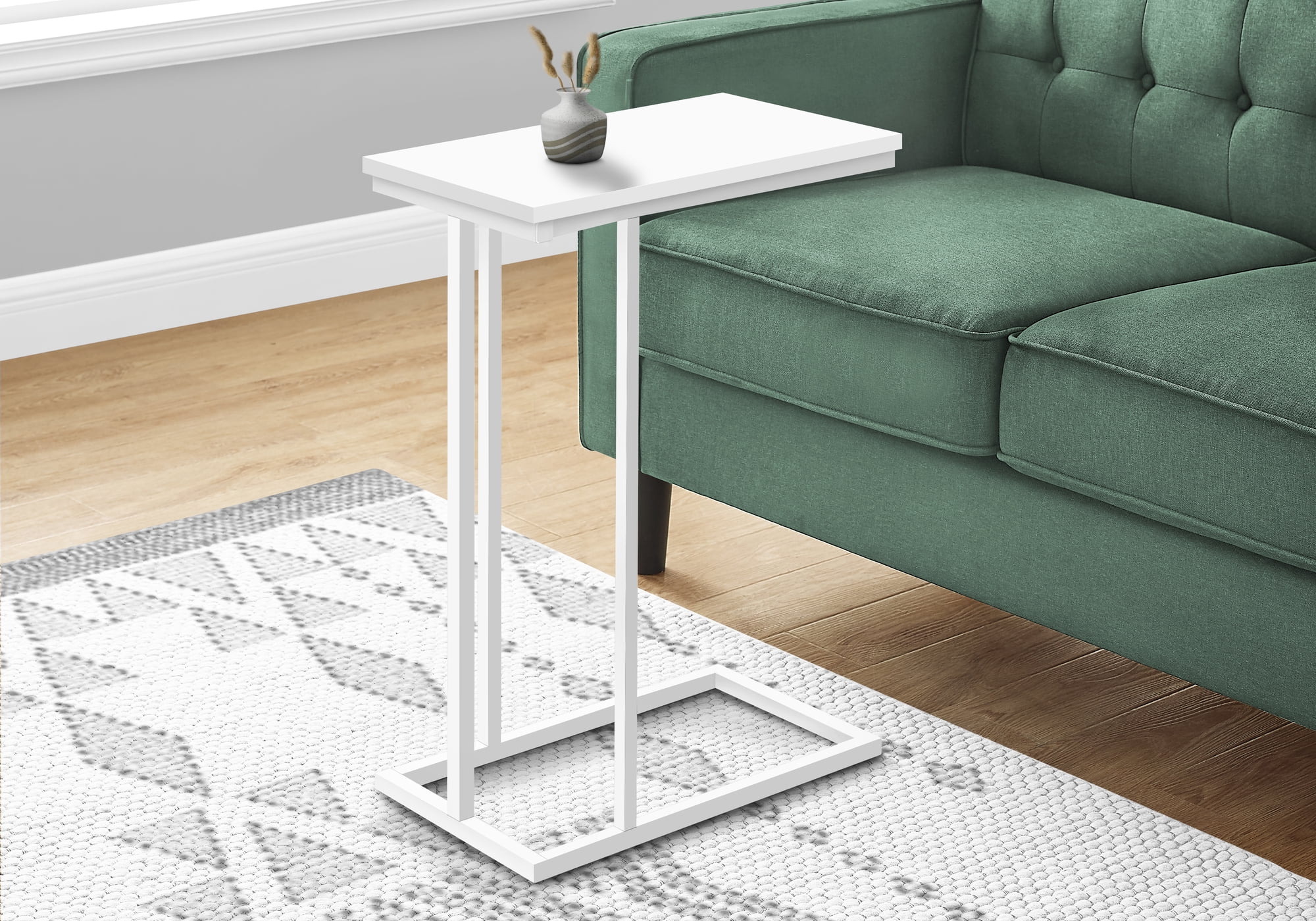 Monarch C-shaped Accent Table in Metal White
