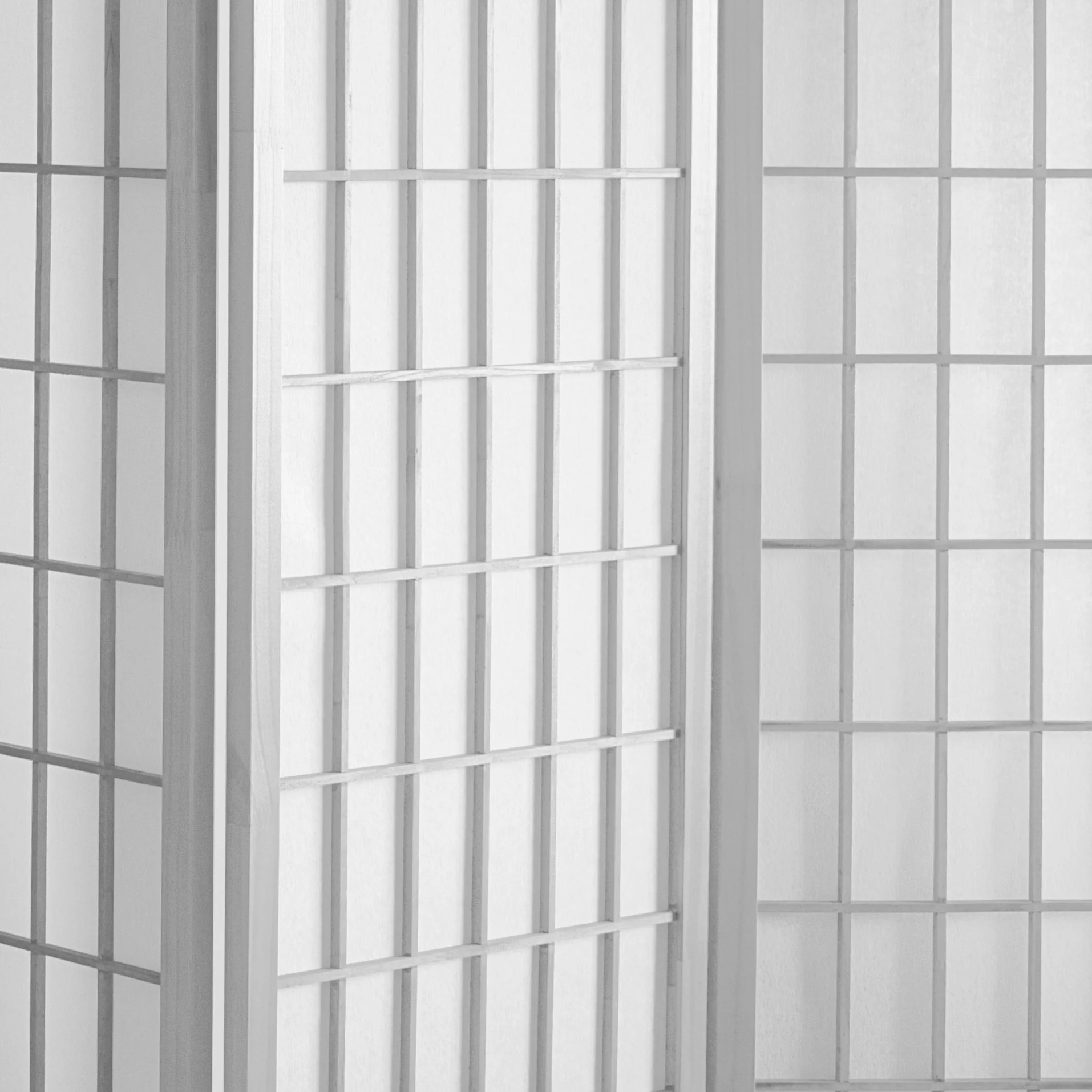 Oriental Furniture 4 ft. Tall Window Pane Shoji Screen - White - 3 Panel