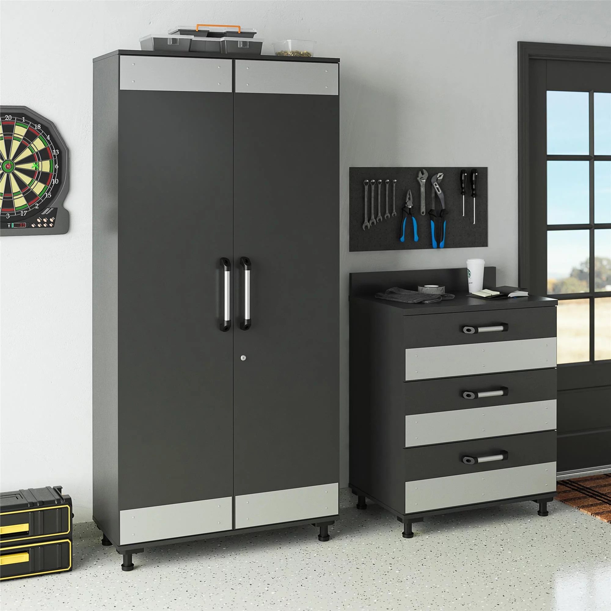 Systembuild Evolution Boss Tall Storage Cabinet, Gray