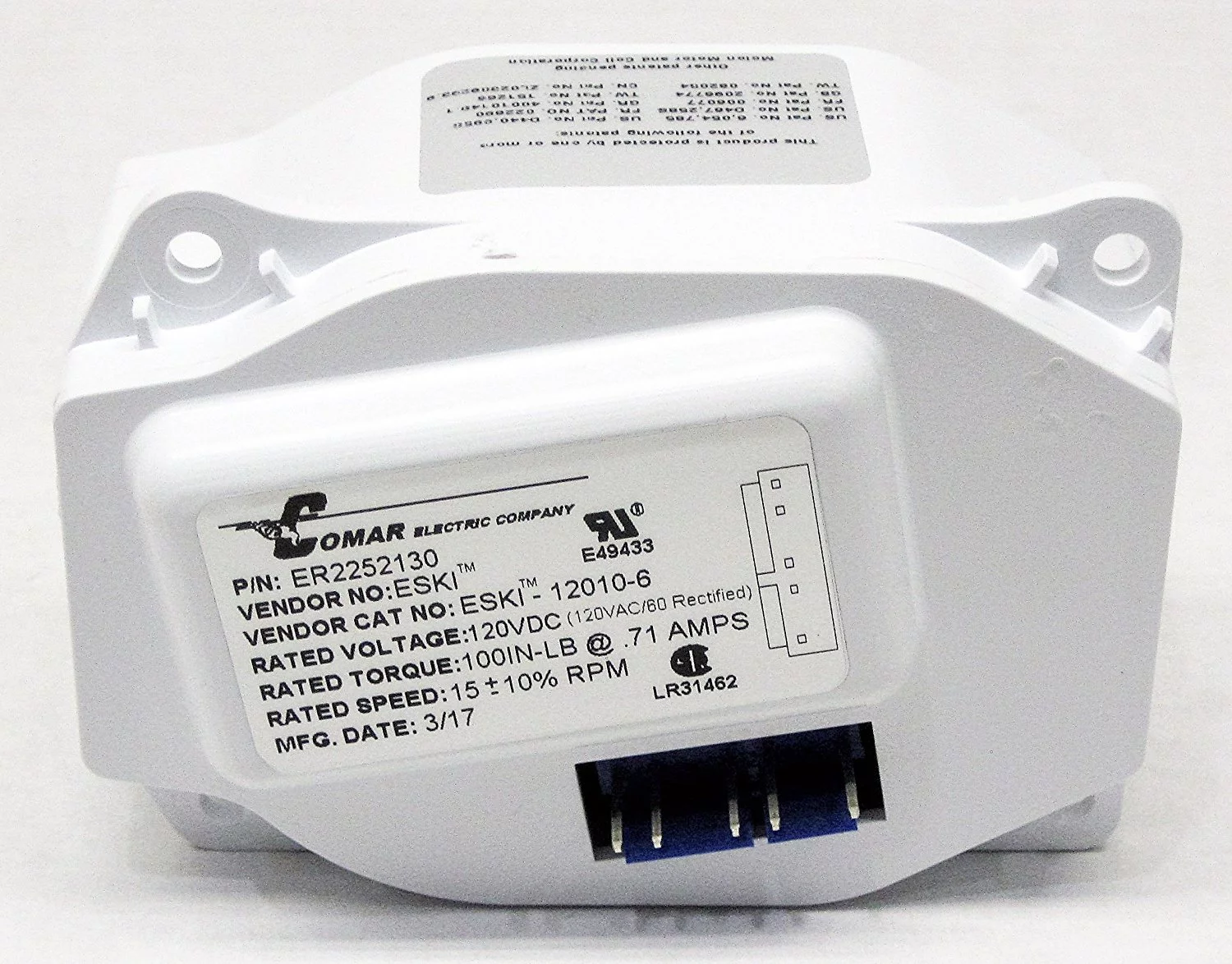 2252130, Ice Auger Gear Motor fits Roper, Kenmore, Whirlpool