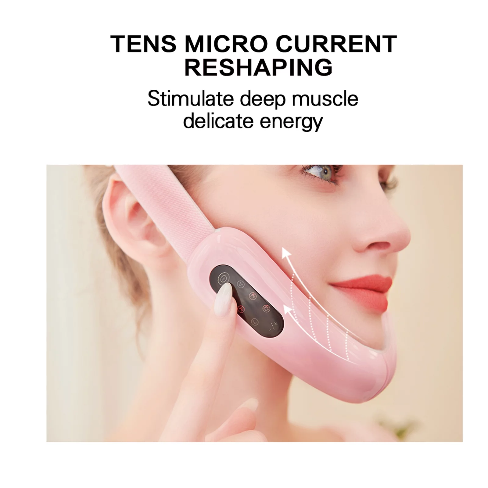 Gecheer Electric V Face Machine Face Lifting Device Smart V-Face Shaping Massager Chin V-Line Up Lift Belt Red Blue LED Photon Therapy