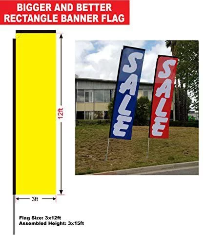 Auto Tune-Up Rectangle Feather Banner Flag with Pole Kit and Ground Spike for, Large Signs for Auto Service and Repair Businesses