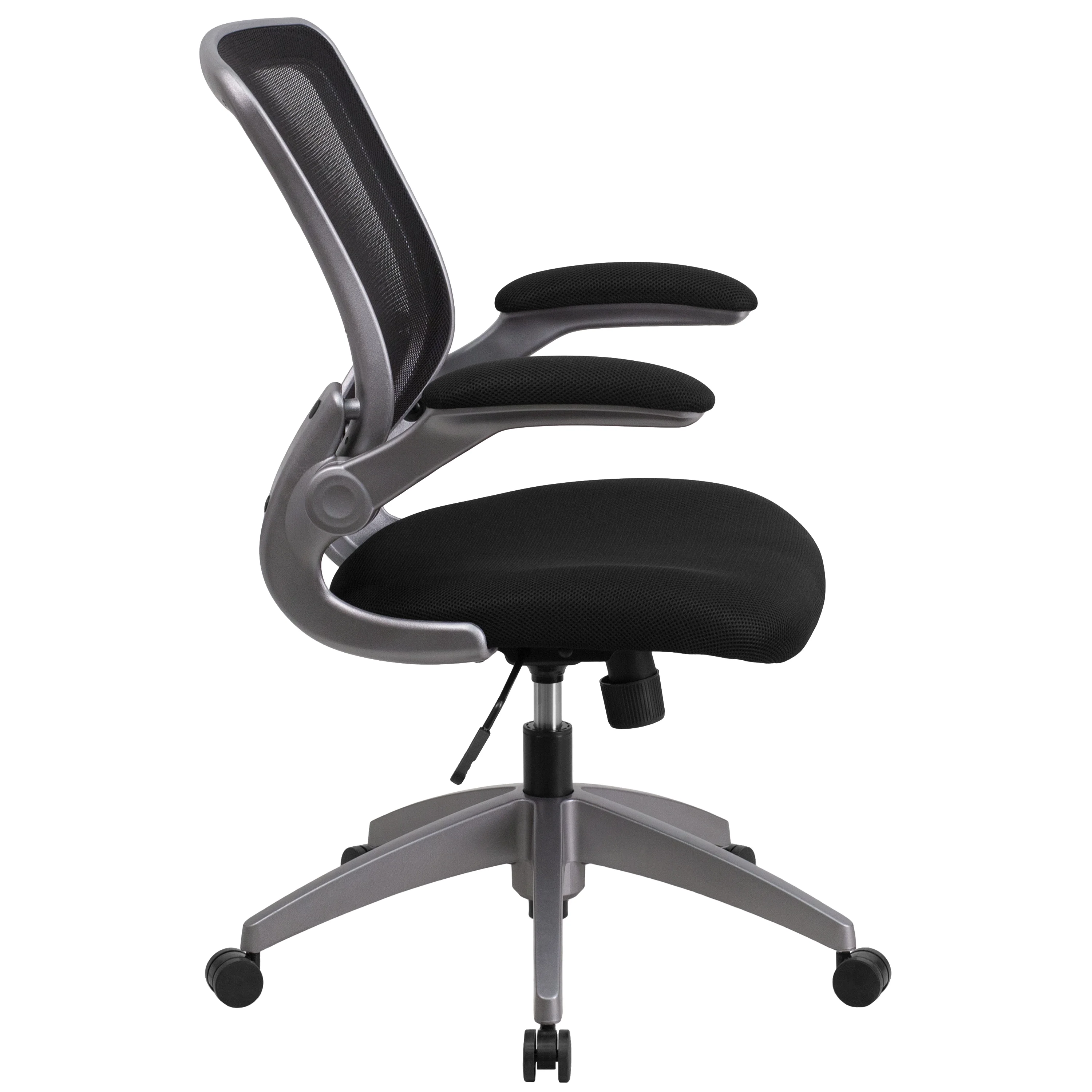 Flash Furniture Mid-Back Black Mesh Swivel Ergonomic Task Office Chair with Gray Frame and Flip-Up Arms