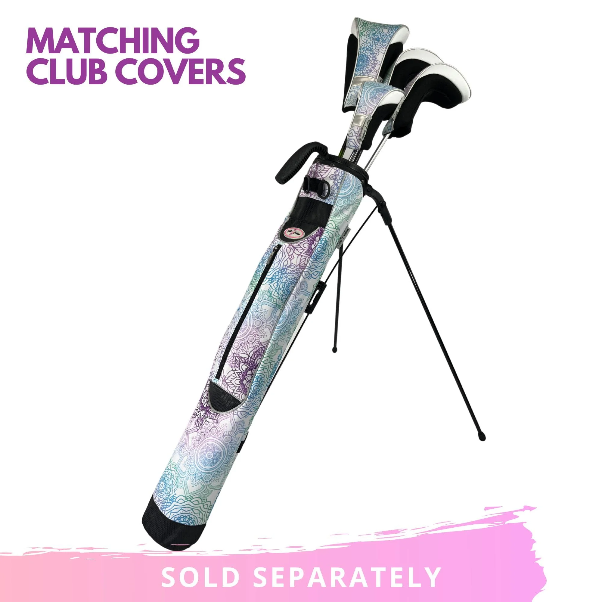 Women's Ultralight Sunday Bag | Taboo Fashions Stand Bag | Range Bag, Par 3, Executive Course | Self Flexing Stand, Adjustable Strap (Mandala Dreams)