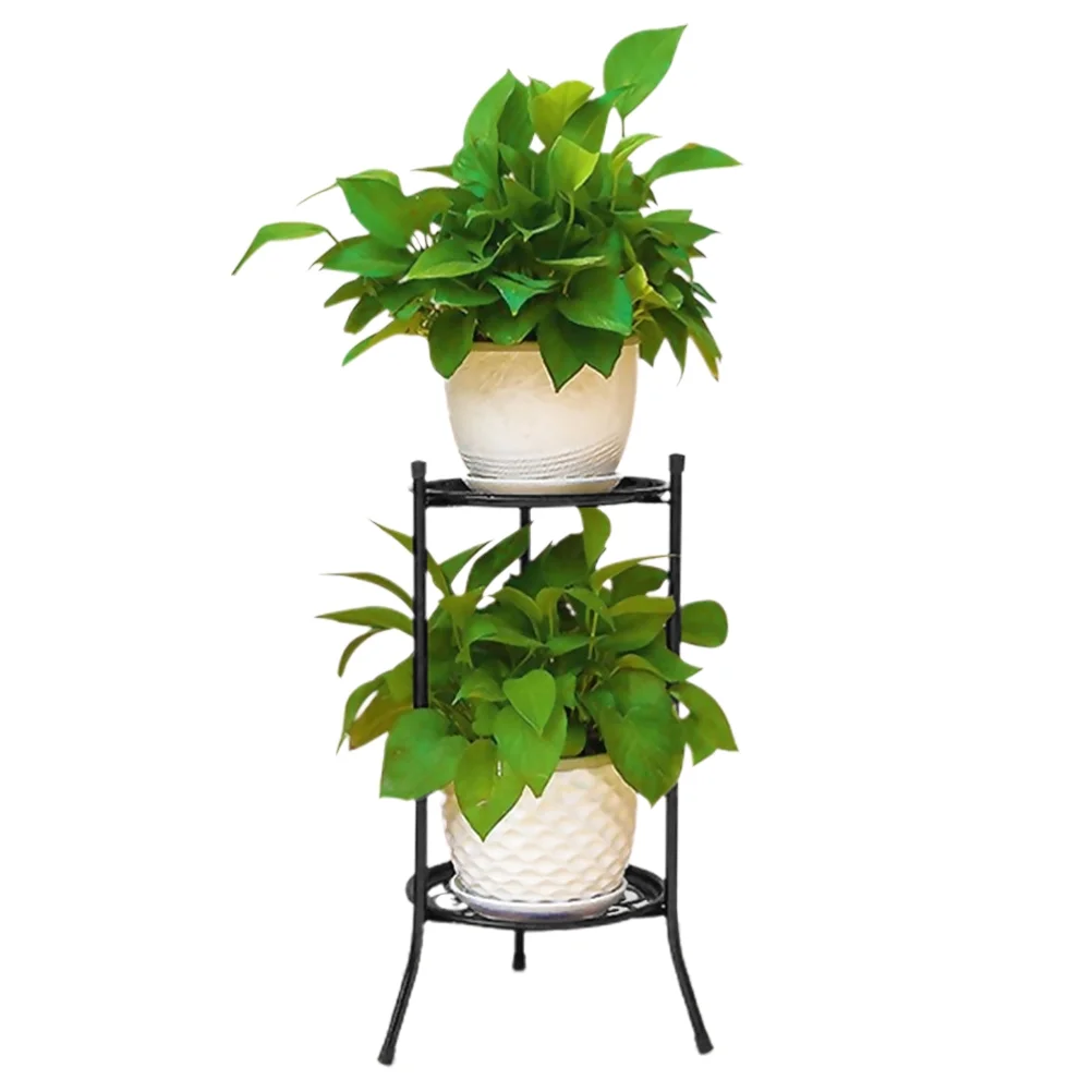 Heavy Duty Iron Potted Plant Stand Double Layer Metal Flower Pot Rack for Indoor Outdoor Plants