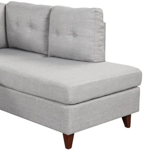 DremFaryoyo 97.2” Modern Linen Fabric Sofa  L-Shape Couch with Chaise Lounge Sectional Sofa with one Lumbar Pad Gray