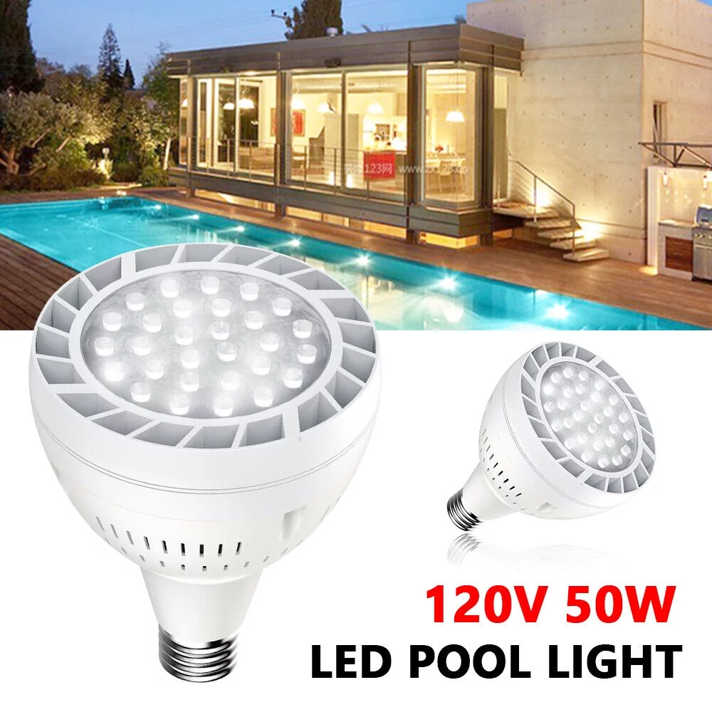 LED Pool White Light, 120V 50W 6000k E26 Base Daylight White Swimming Pool LED Lights for Most Pentair Hayward Light Fixture