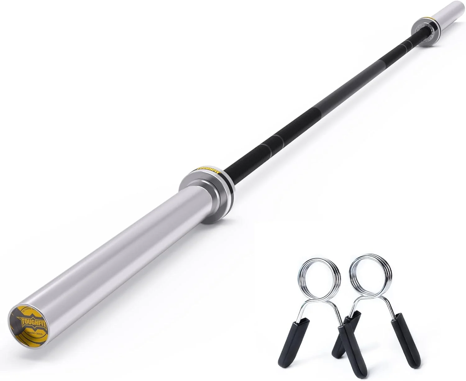 7FT Olympic Barbell - Strength Training Bars For Weightlifting And Powerlifting Coated With Black Phosphate, With 2 Spring Collars - 2” Diameter