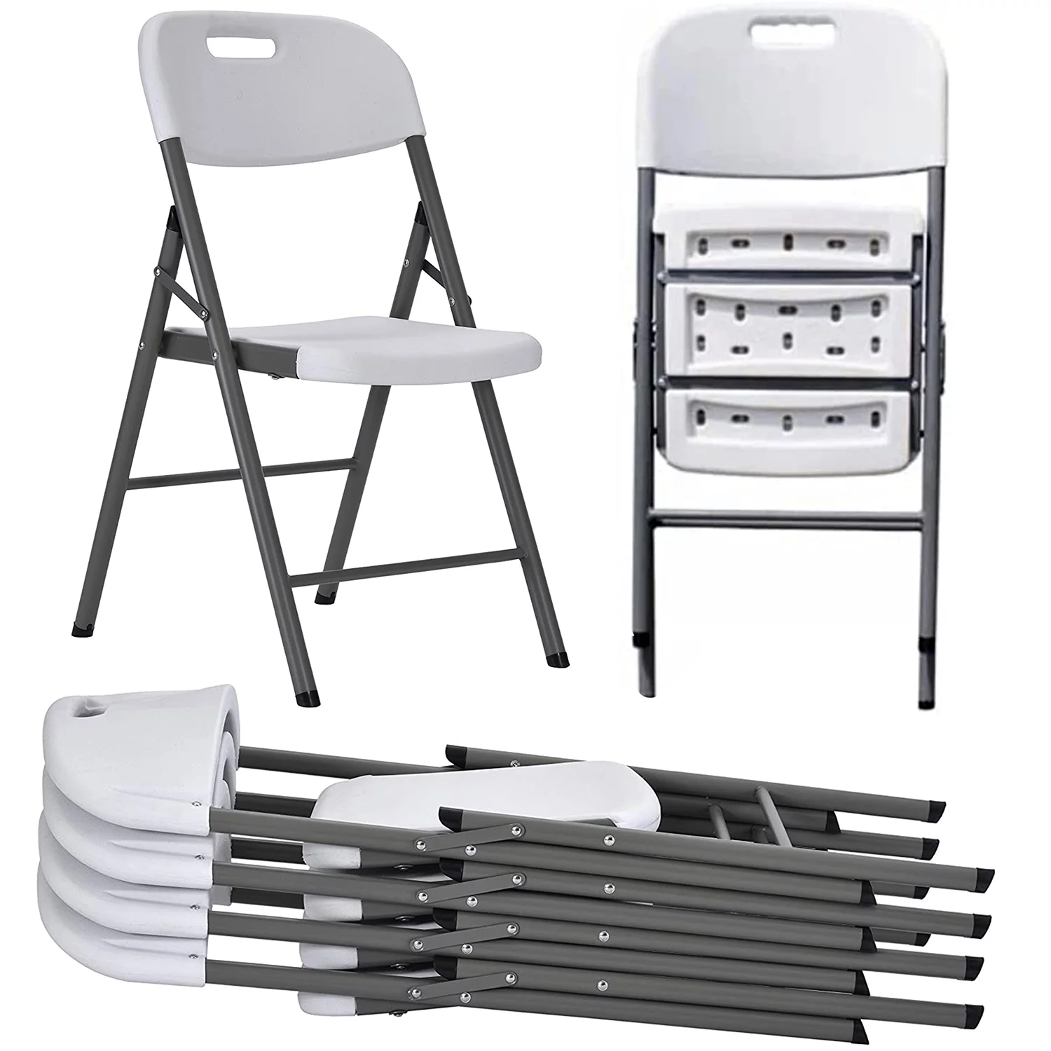 SUGIFT Set of 4 Resin Folding Chair White