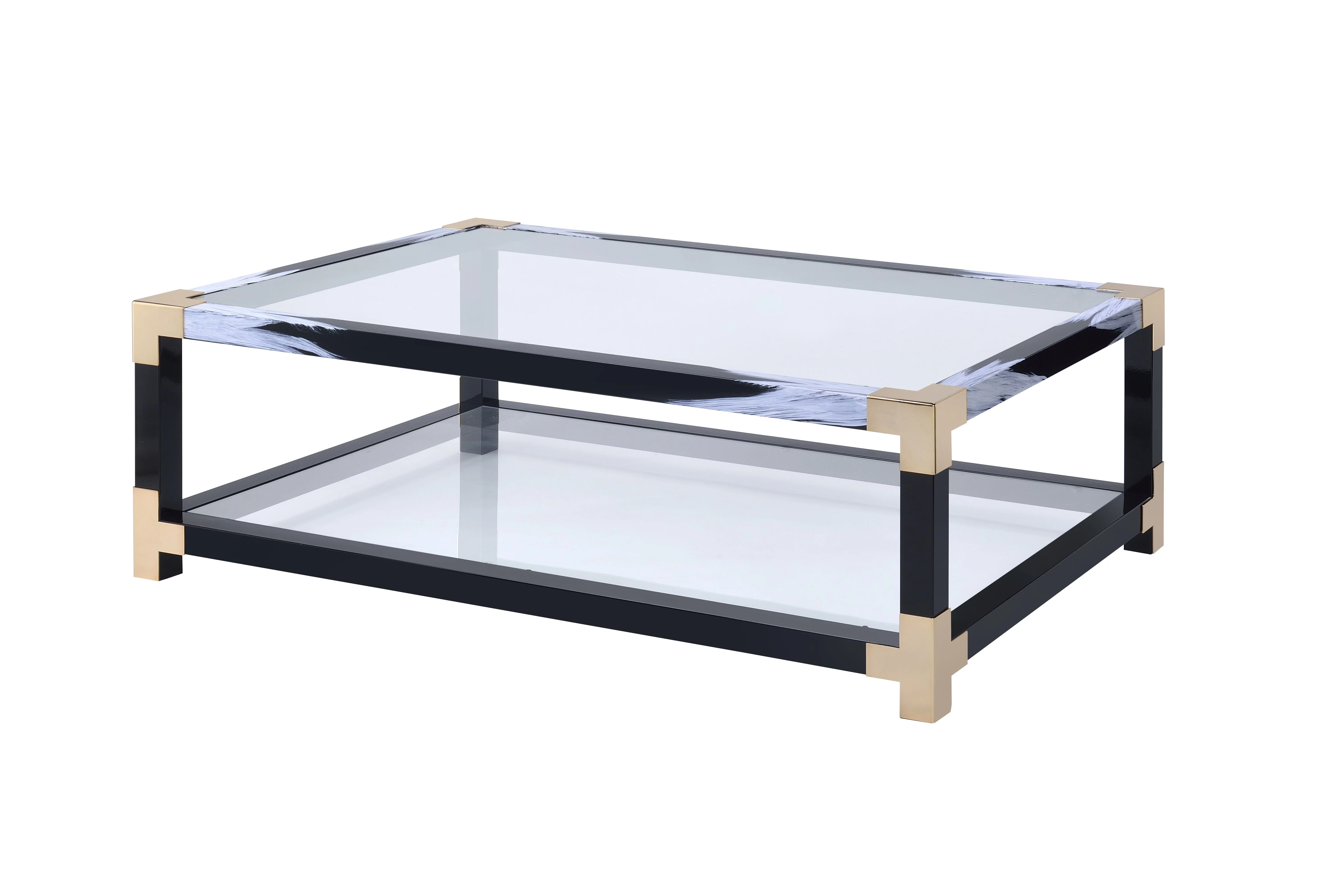 CoSoTower Coffee Table in White Brushed & Clear Glass
