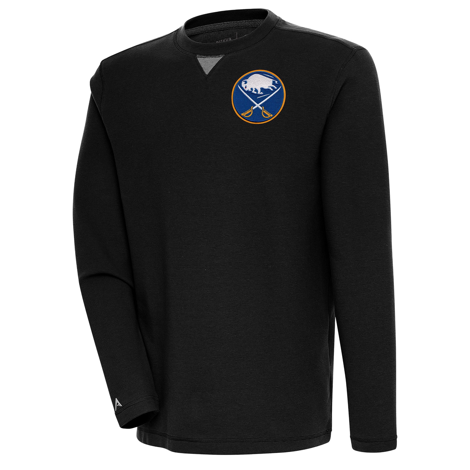 Men's Antigua  Black Buffalo Sabres Flier Bunker Tri-Blend Pullover Sweatshirt