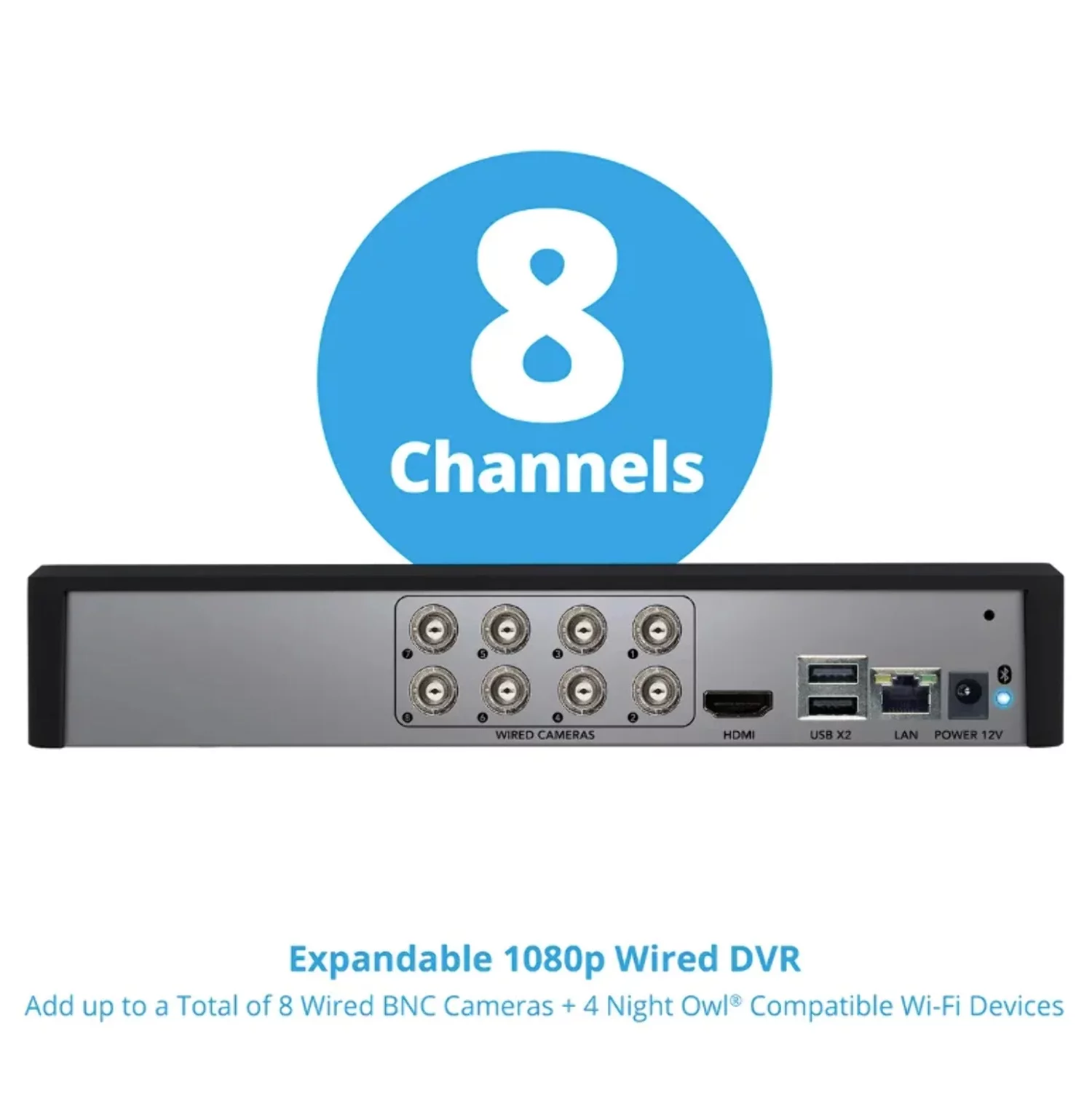 Night Owl 8 Channel 1080p Bluetooth DVR with 1TB Hard Drive and 4 Wired 1080p Spotlight Cameras