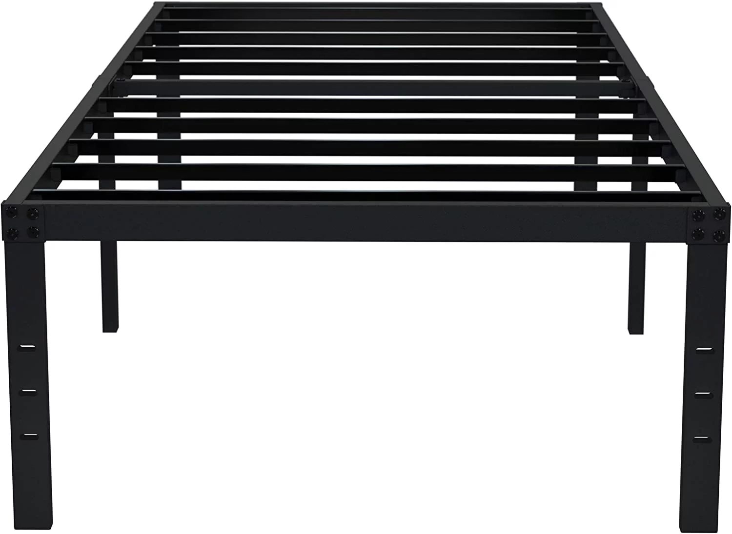 18 Inch Twin Bed Frame No Box Spring Needed, Heavy Duty Tall Metal Twin Platform Bed Frames with Large Storage Space, Noise Free, Easy Assembly, Black