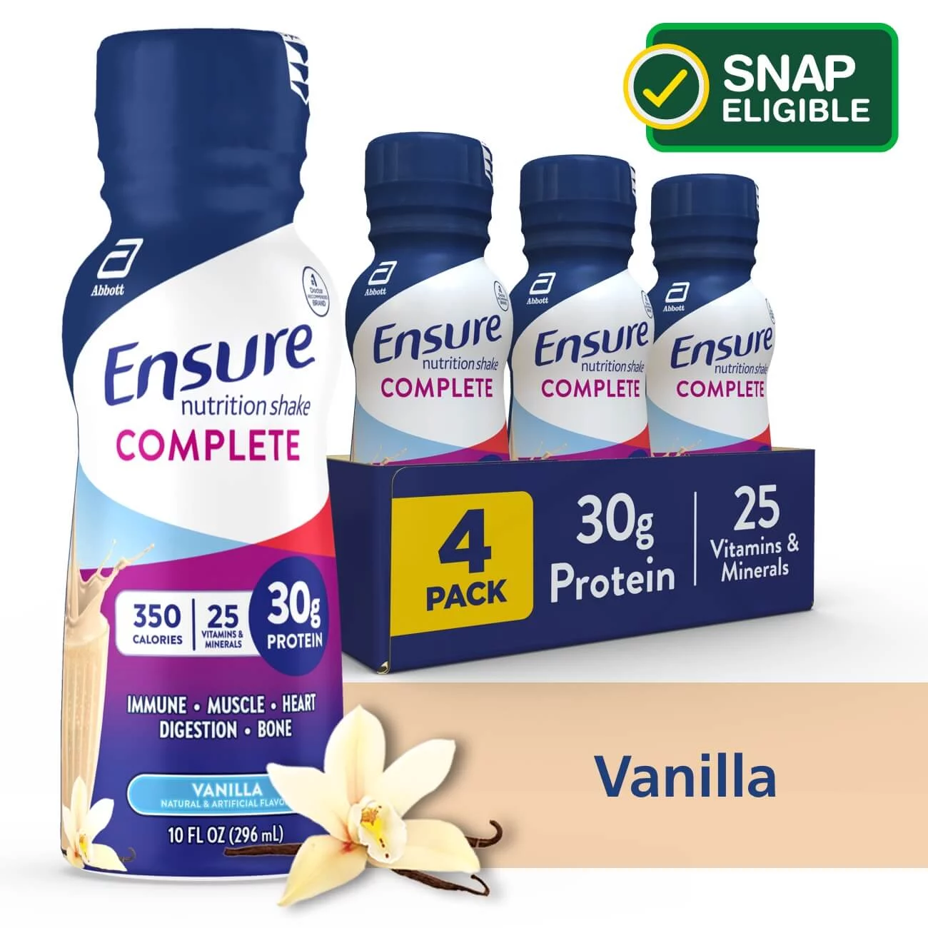 (16 pack) Ensure COMPLETE Nutrition Shake, 30G Protein, Vanilla, 10 fl oz, 4 Count