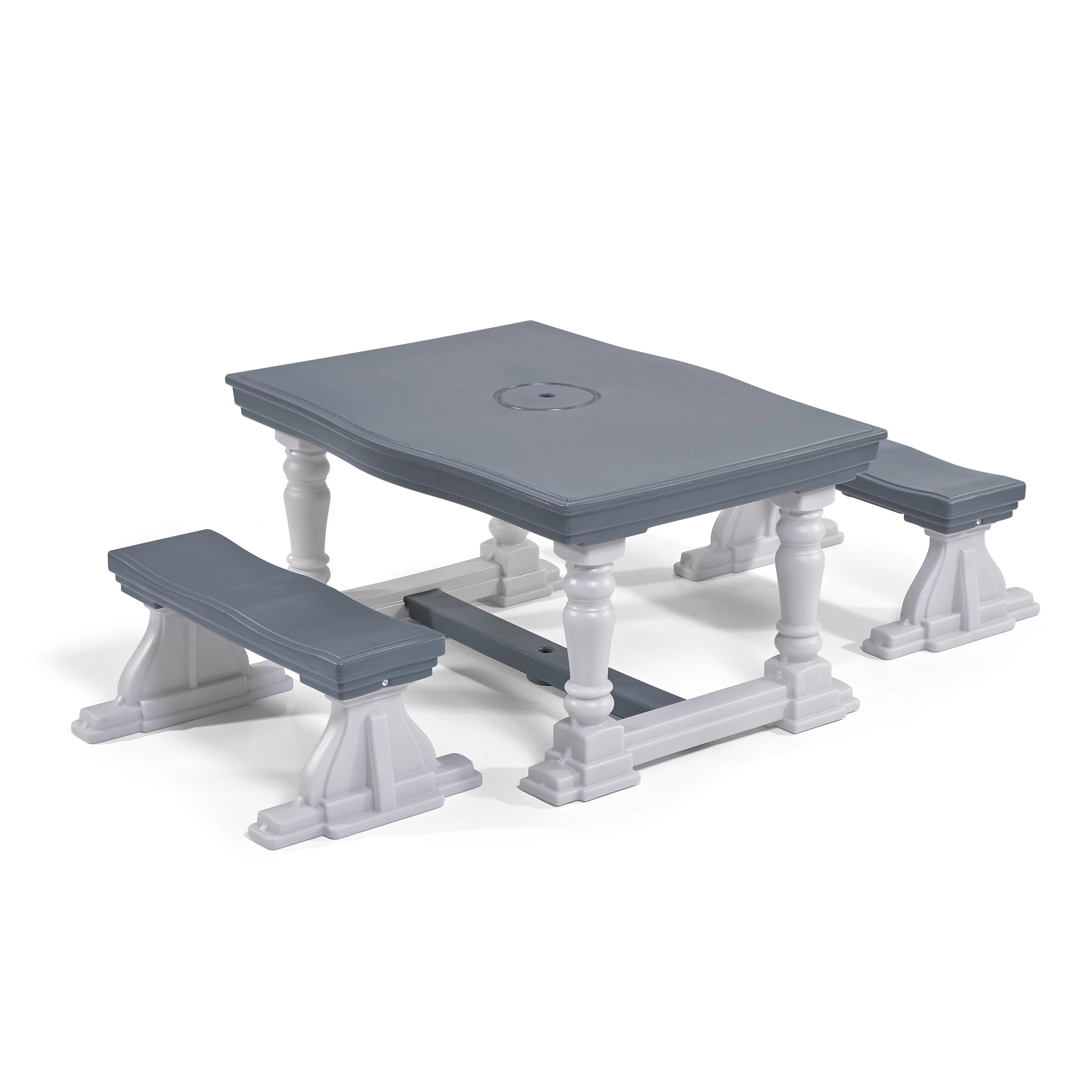 Step2 3-Piece Gray Farmhouse Table And Bench Set Seats Four Children