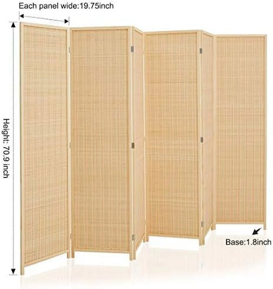MQLIFEBOOM Room Divider Privacy Screen with Natural  4-Panel 5-Panel 6-Panel Folding Privacy Screens Freestanding Room Divider