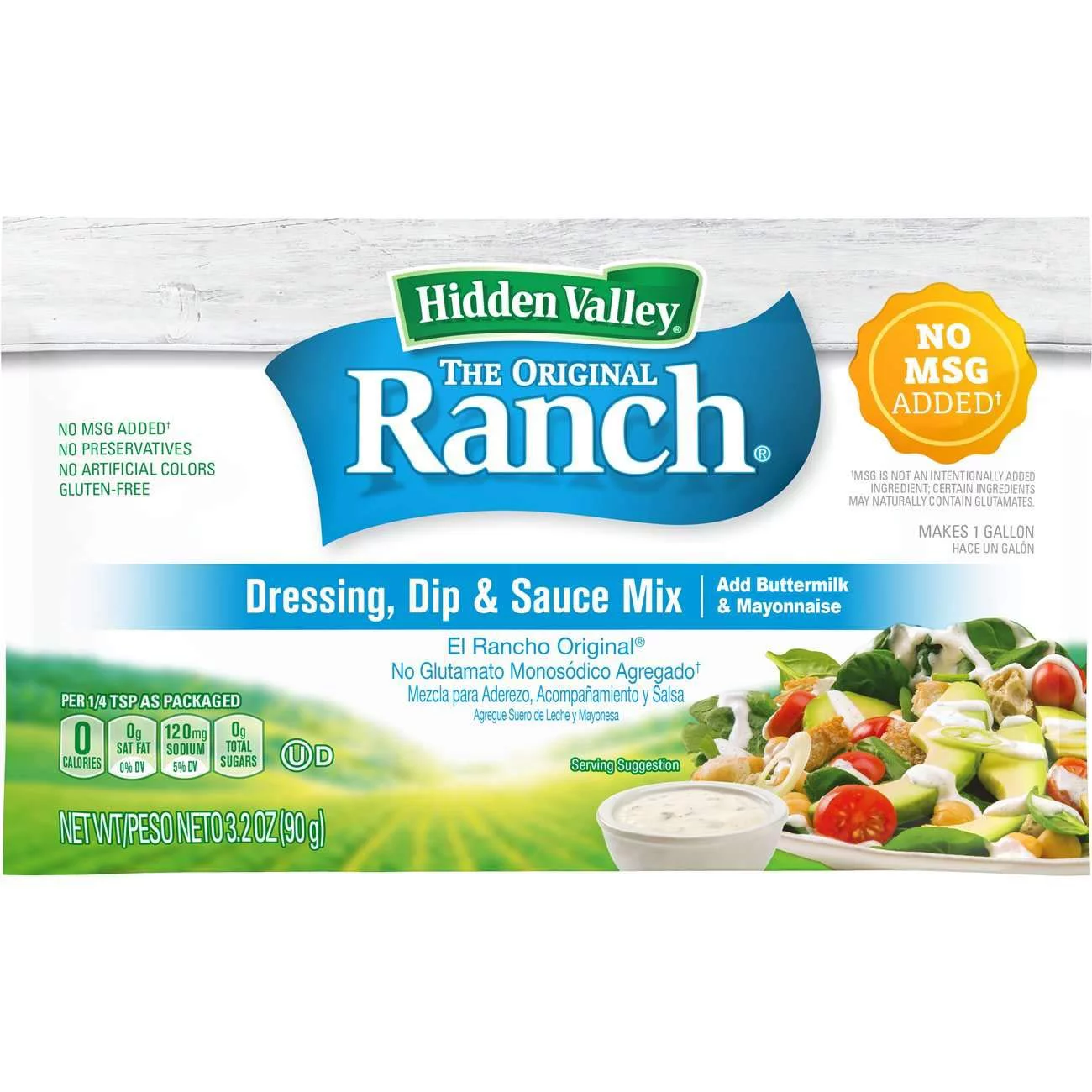 Original Buttermilk Ranch No MSG Gluten- Dry Mix 1 Gallon (12 Count)