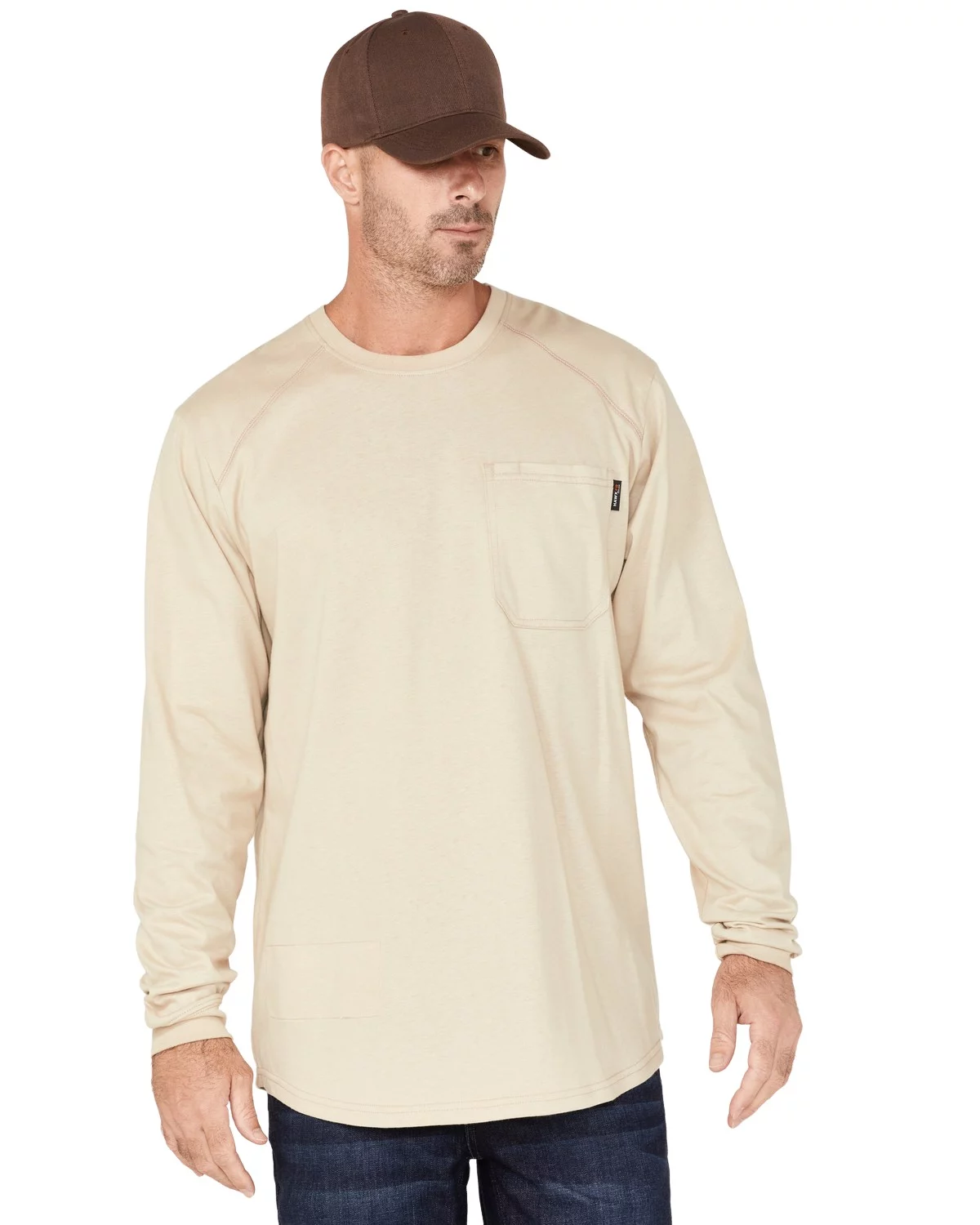 Hawx Men's Fr Long Sleeve Work Shirt Natural Large