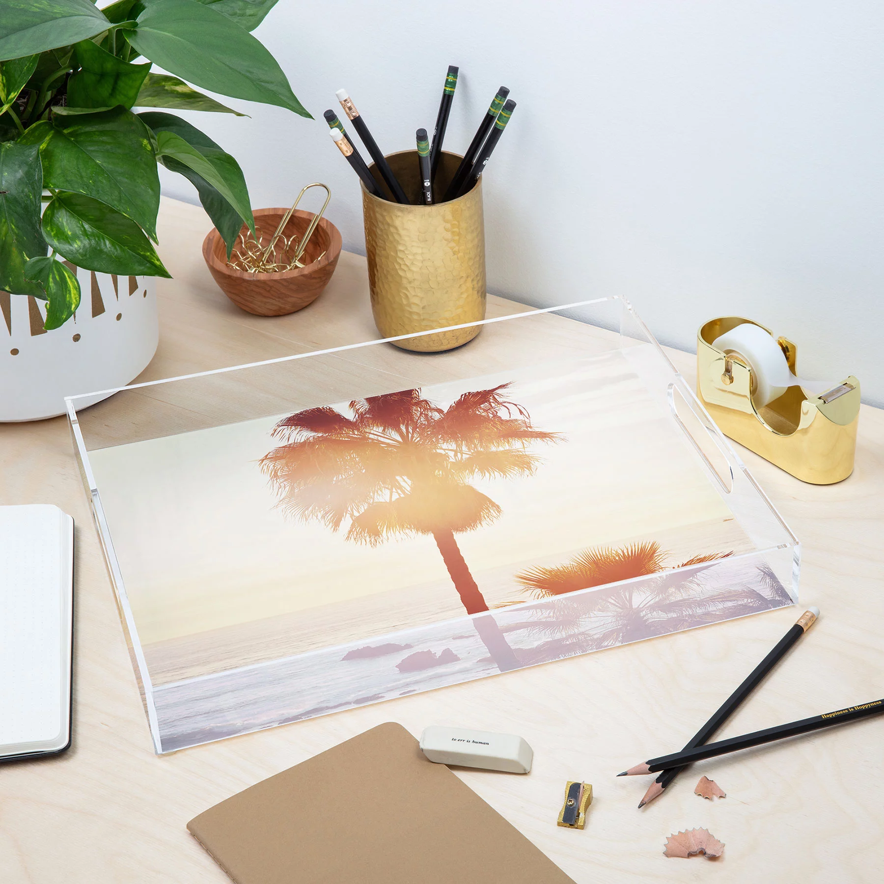 Society6 Bree Madden Sunray Palms Medium Acrylic Tray