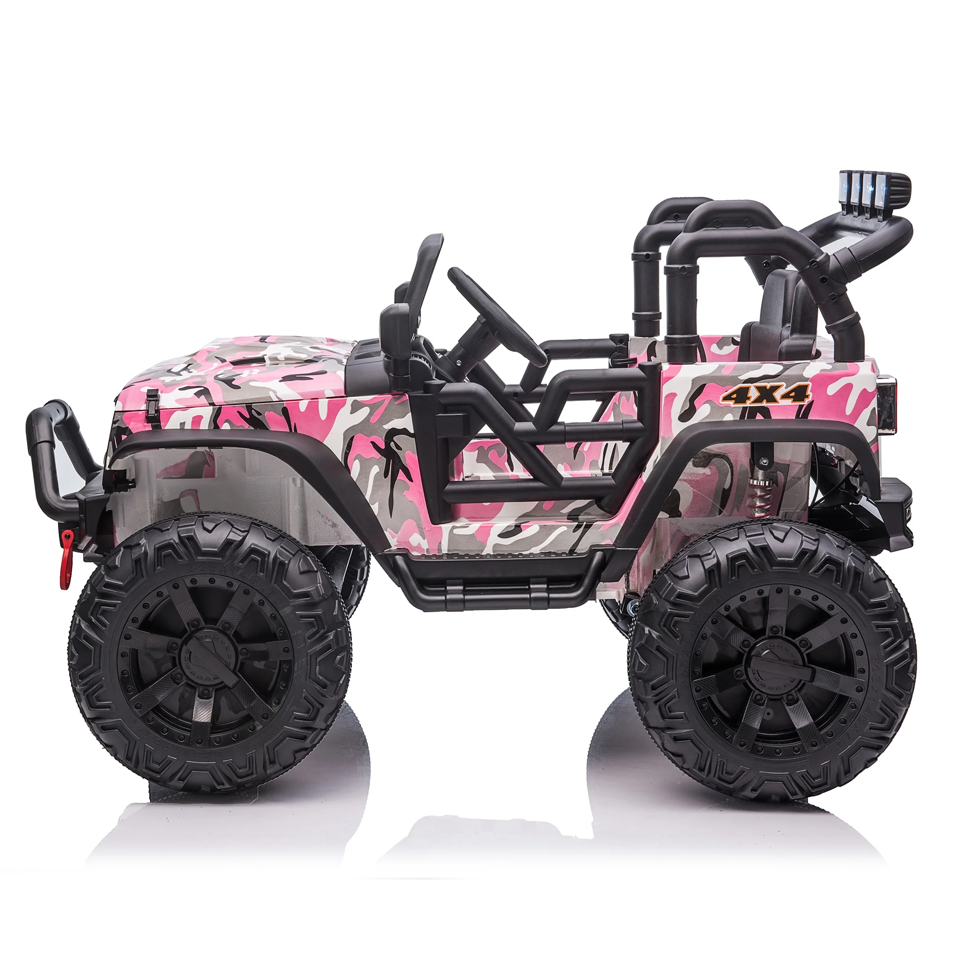 Ufurpie 24V JEEP Double Drive Children Ride-on Car With 200W*2 12V9AH*2 Battery,Parent Remote Control,Led Lights,Music Board with Bluetooth/MP3,Pink Camo