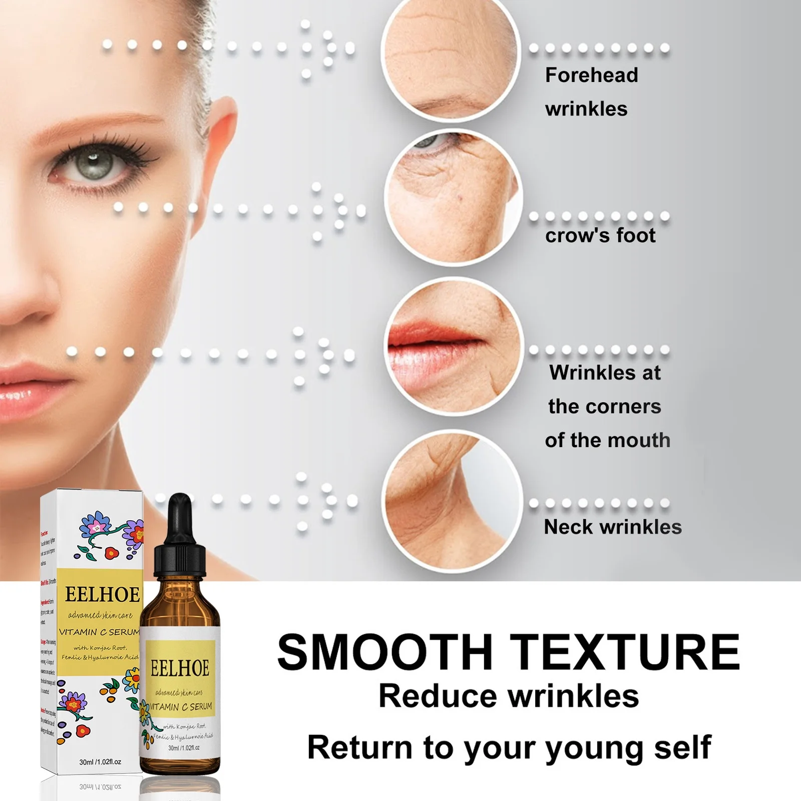 Super C Serum for Women Over 50, Wrinkle Facial Serum, Hyaluronic Acid&Vitamin E Serum for Face, Smoothes Skin and Reduces Wrinkles and Fine lines,Face Lifting,Revitalizing-2PCS