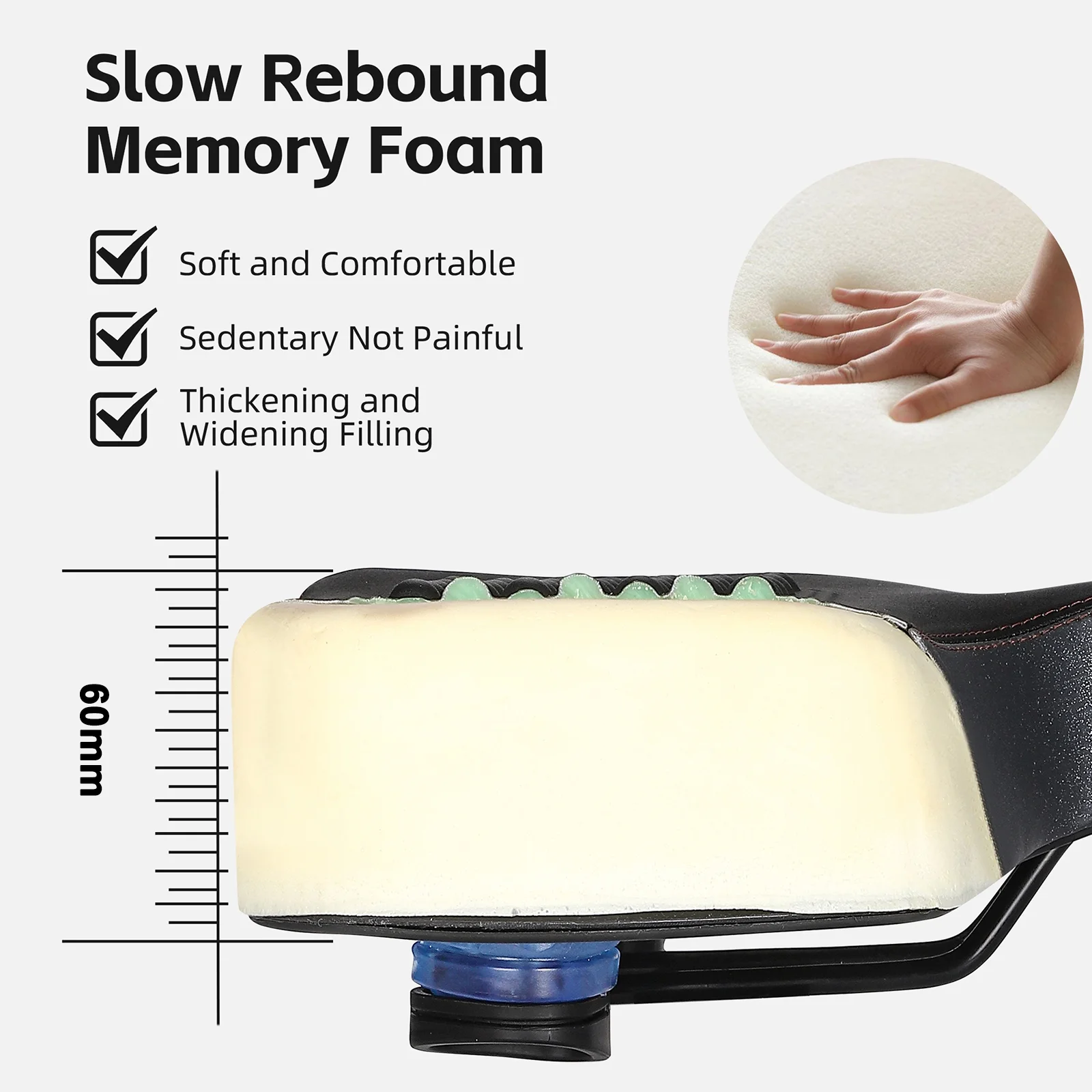 WEST BIKING Bicycle saddles,Thickened And Widen Pad Road Soft Widen Elasticity Bike Soft Waterproof Pu Buzhi And Widen Elasticity Pu Pad Road Elasticity Bike Saddle Xinzy Tubbek Saddles