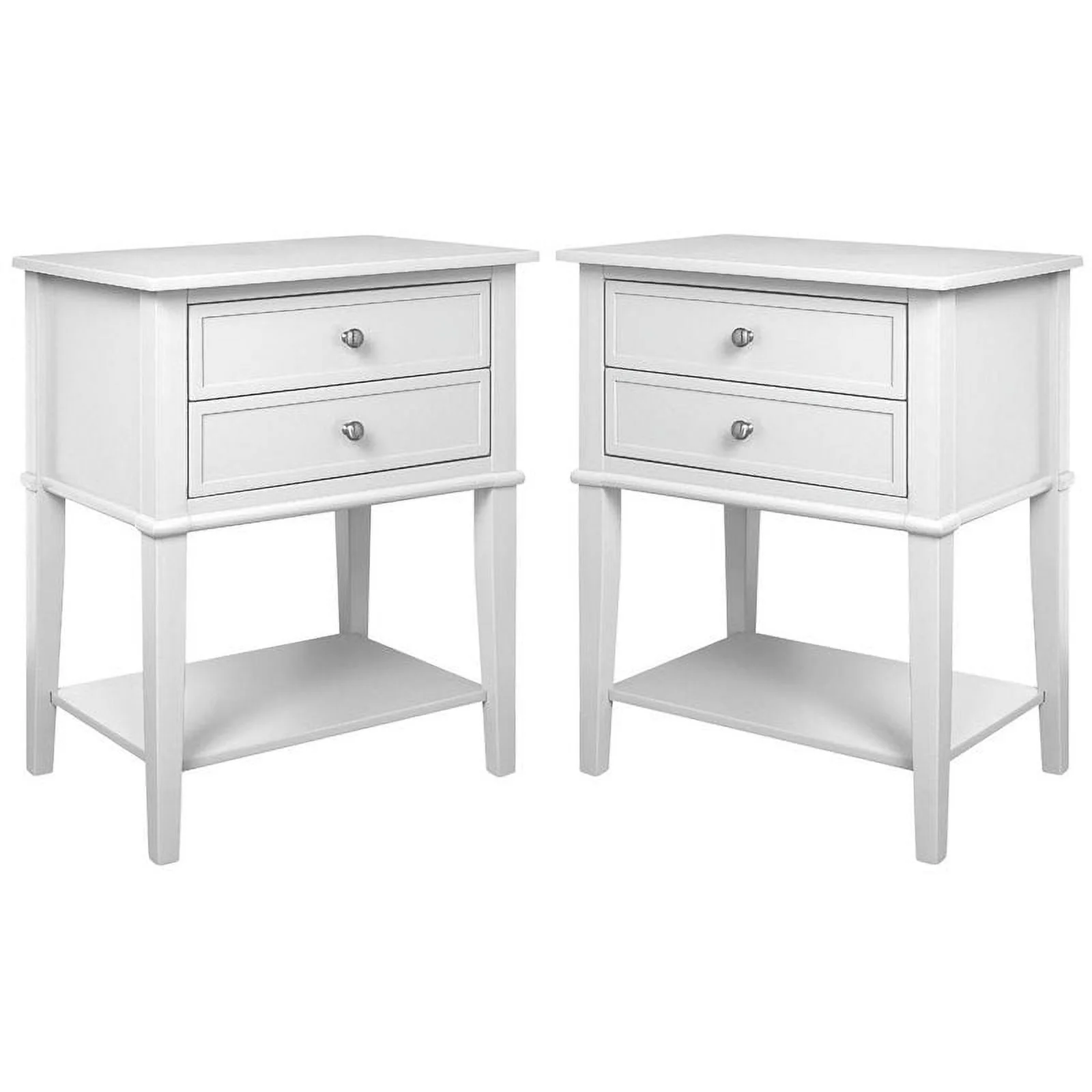 Ameriwood Home Franklin Wood Accent Tables with Drawers in White (Set of 2)