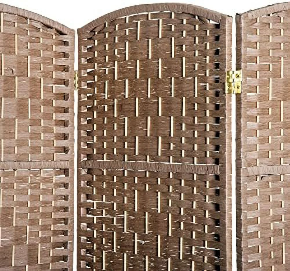 YPDCHB 6' Tall Wicker Weave 6 Panel Room Divider Privacy Screen - Brown