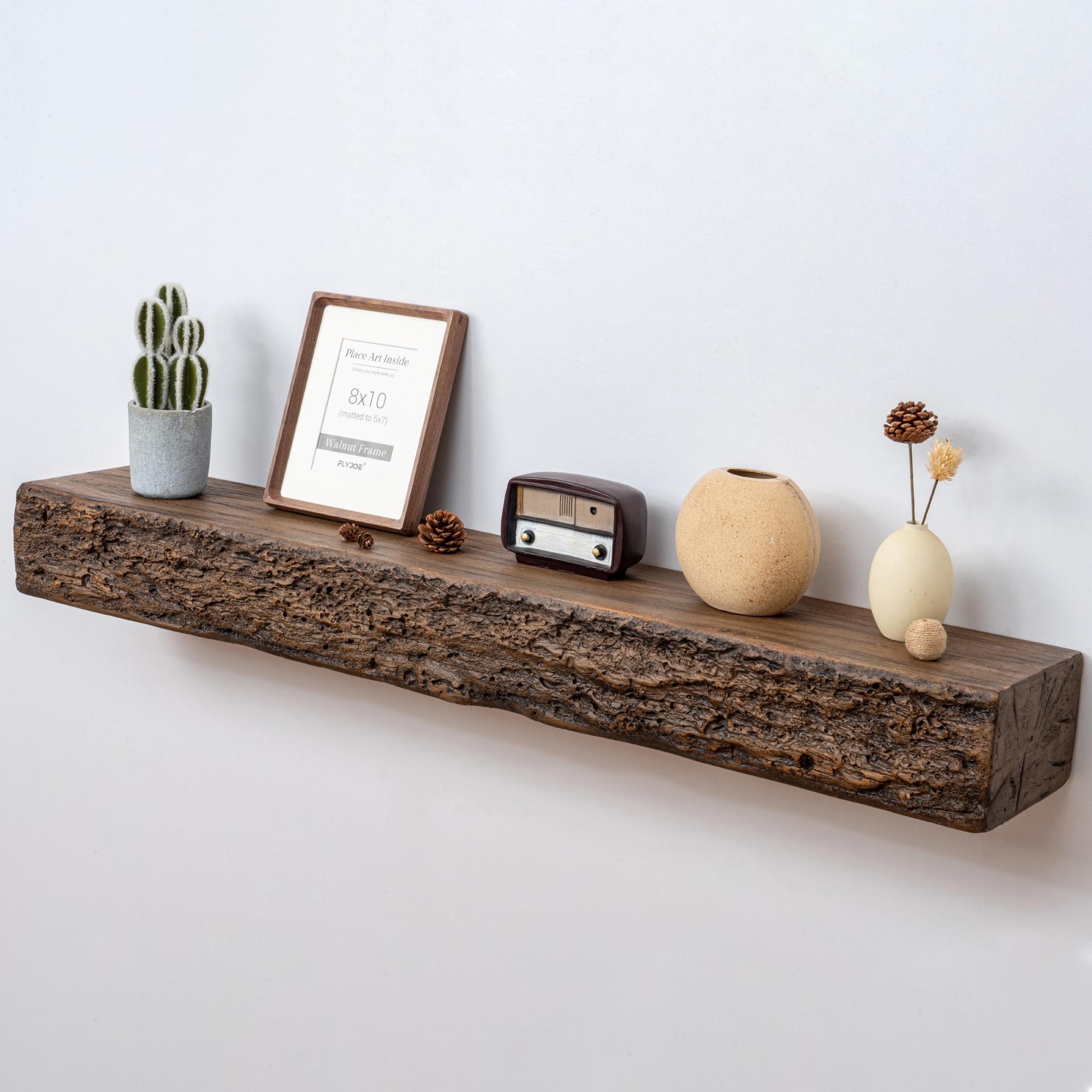 52inch Floating Concrete Fireplace Mantel Shelf,Distressed Brown
