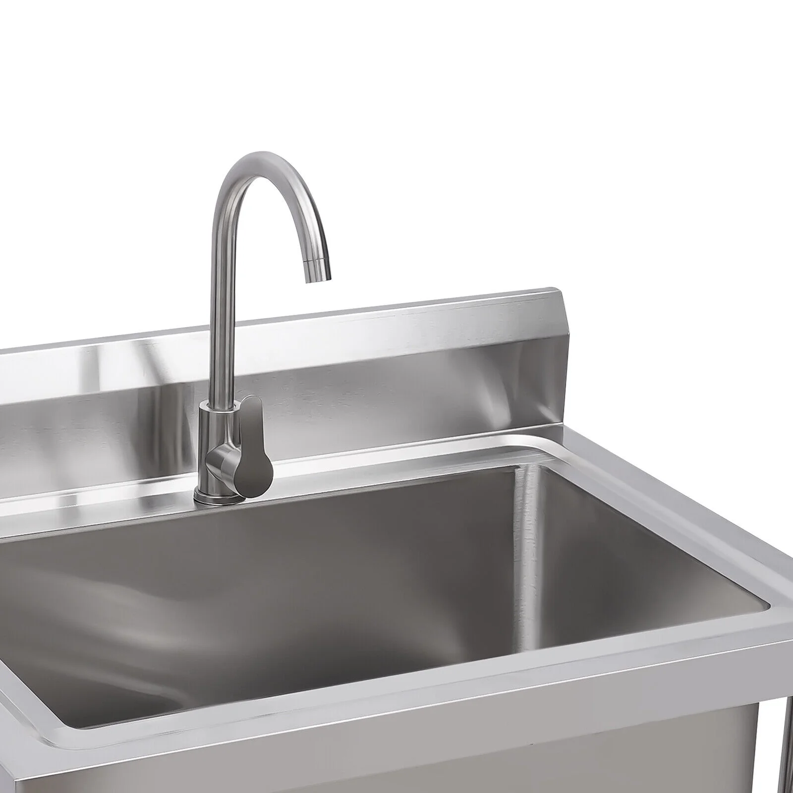 Miumaeov Stainless Steel Commercial Sink with Single Compartment Free Standing Kitchen Prep & Utility Sink With Faucet