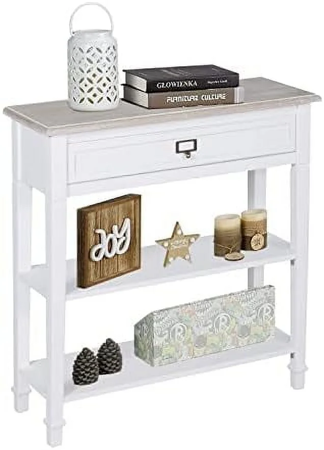 TJUNBOLIFE Narrow Console Table - Wood Console Table with 2 Drawers and    Farmhouse Sofa Table for Entryway Living Room Hallway  Black