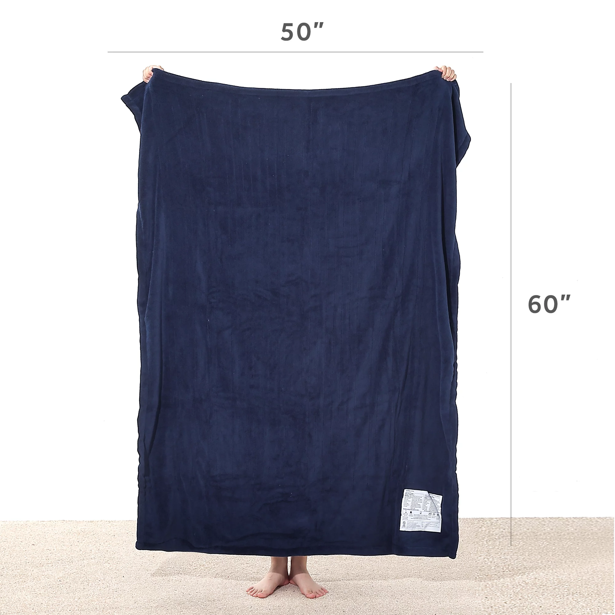 Sunbeam Heated Electric Throw Blanket, Microplush, Blue, 50