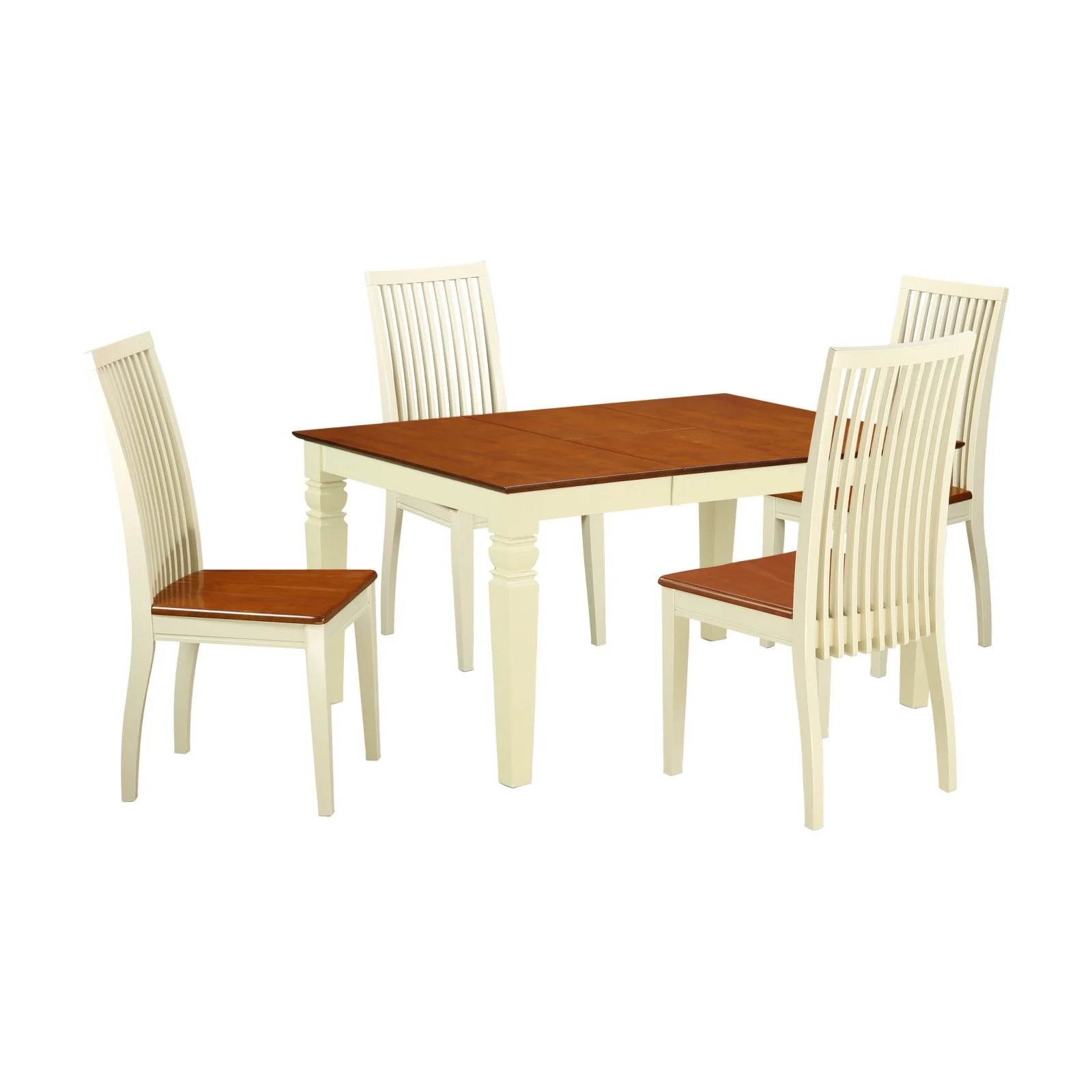 East West Furniture Weston 5-piece Wood Dinette Set in Buttermilk/Cherry