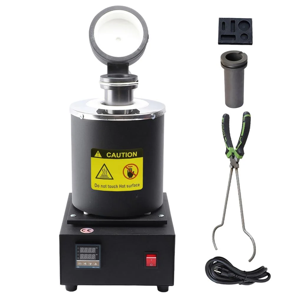 Gold Melting Furnace Electric High-Temperature Fast Casting Furnaces With Fluted Graphite Crucible Portable Accurate Smelting Furnace For Silver Aluminum Metal Scrap premium