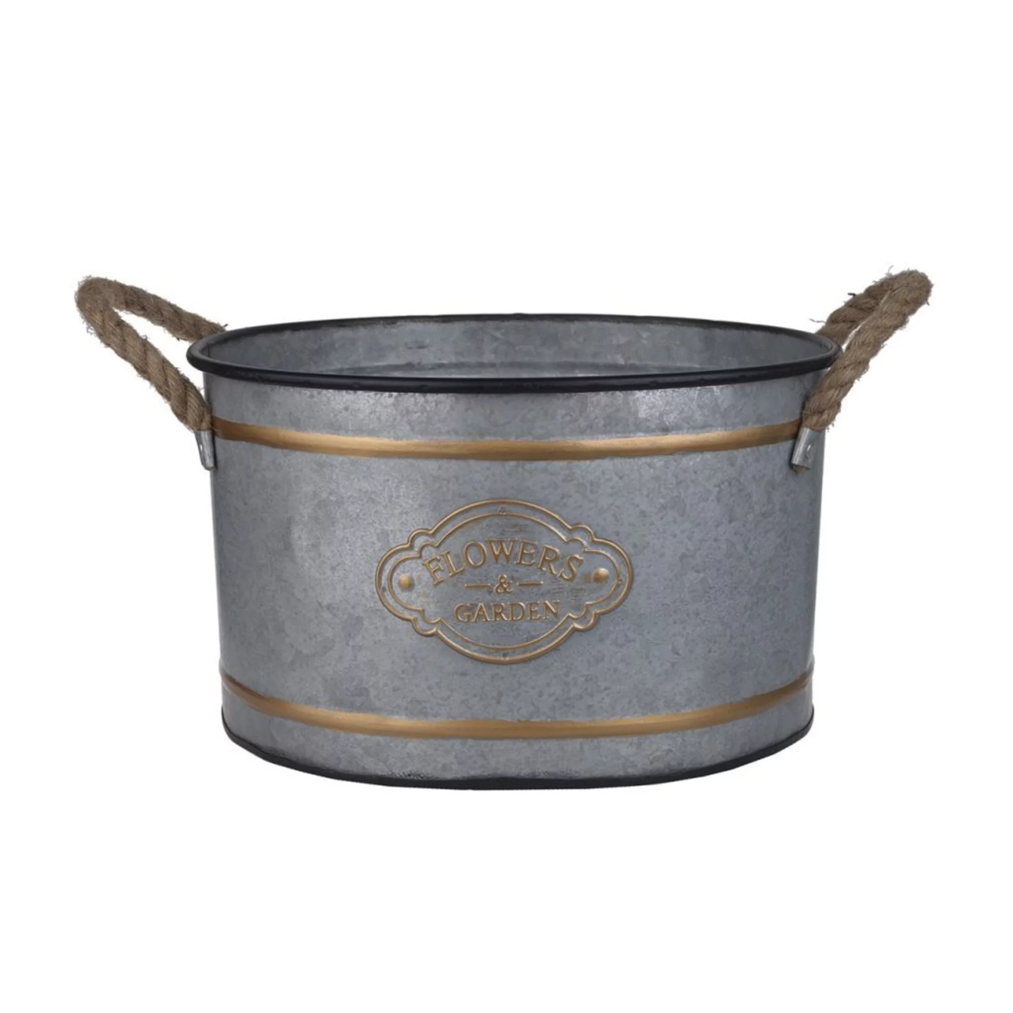 CC Home Furnishings Set of 3 Gold and Gray Cottage Style Huxley Decorative Pots 14.25