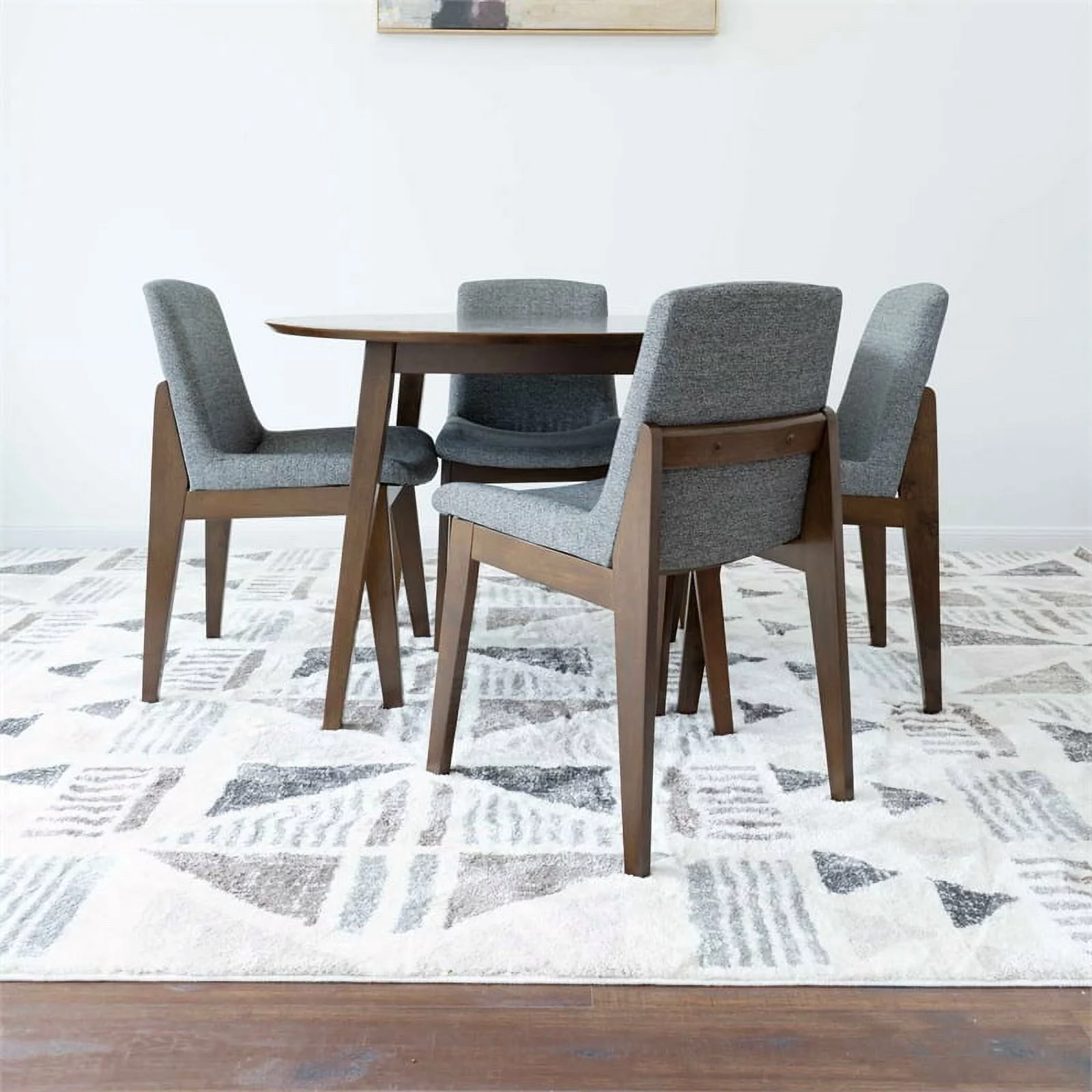 Banvit Modern Solid Wood Walnut Dining Room & Kitchen Table and 4 Chair Set