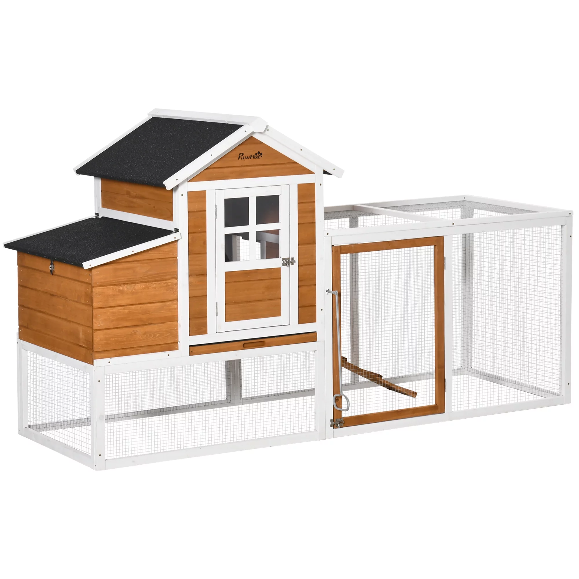 Pawhut 76 Inches Chicken Coop Outdoor Hen House with Slide-out Tray Nesting Box
