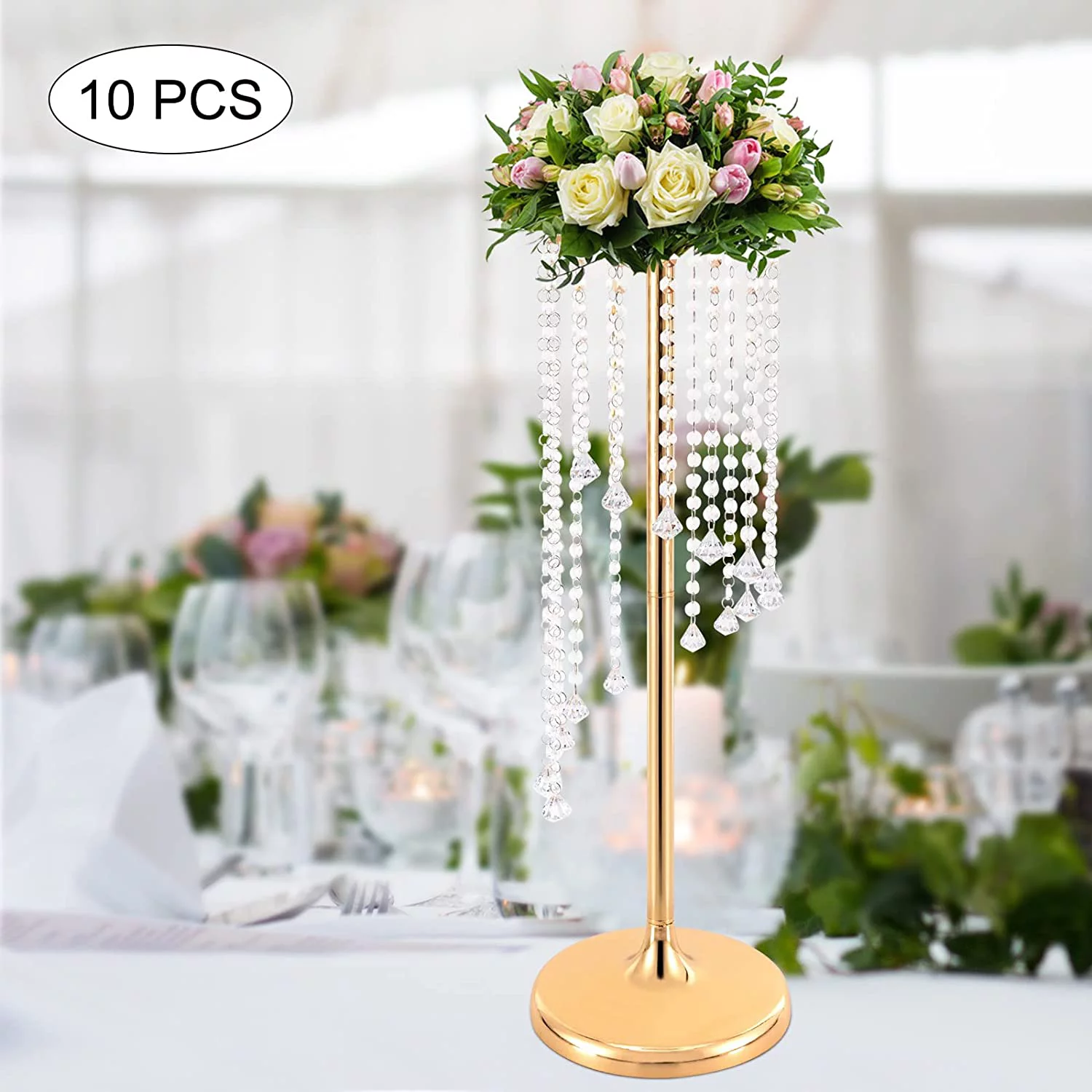 Miumaeov 10Pcs Wedding Flower Stand For Table Centerpieces Decoration Metal Flower Vase