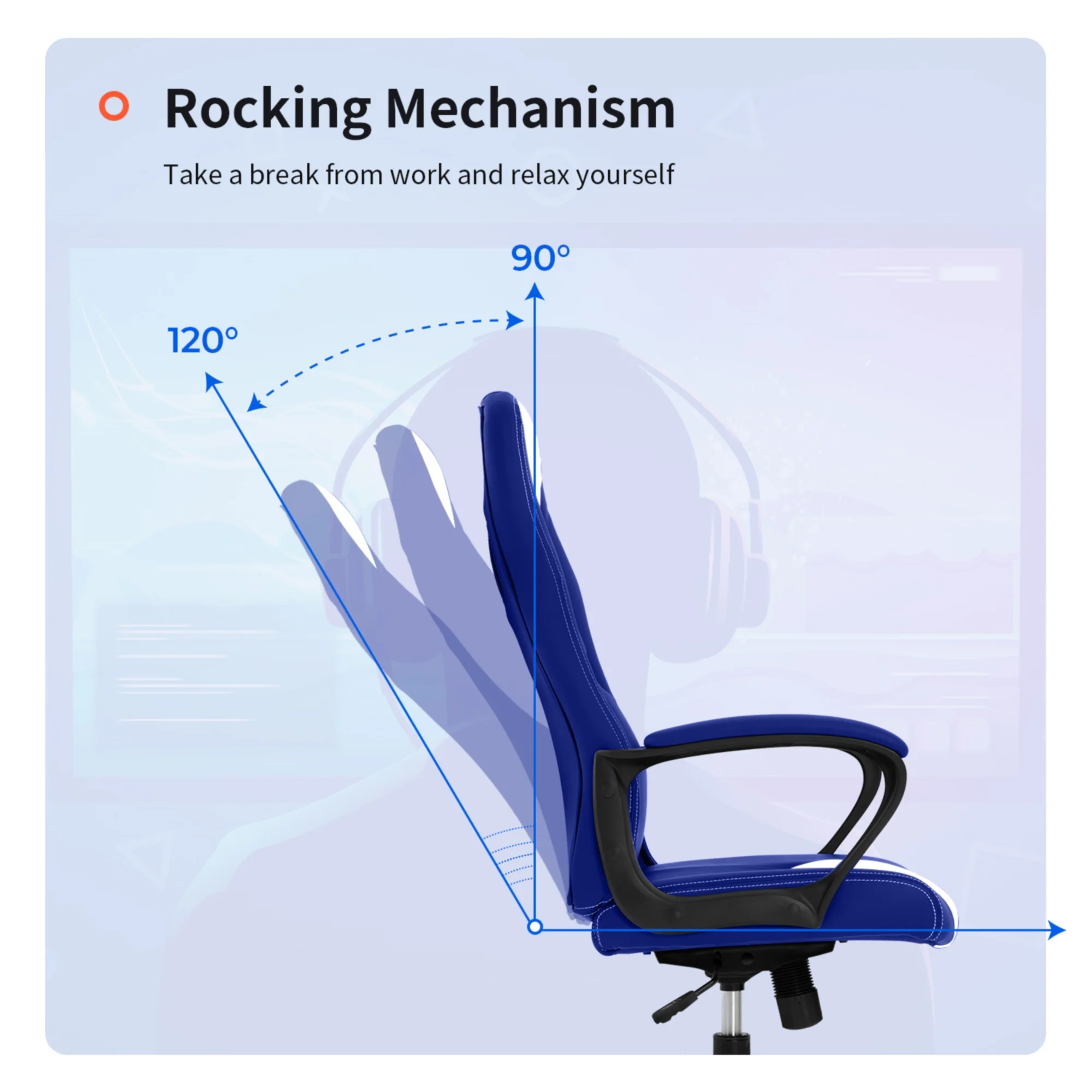 BestOffice Office Chair PC Gaming Chair Cheap Desk Chair Ergonomic PU Leather Executive Computer Chair Lumbar Support for Home Office，D9