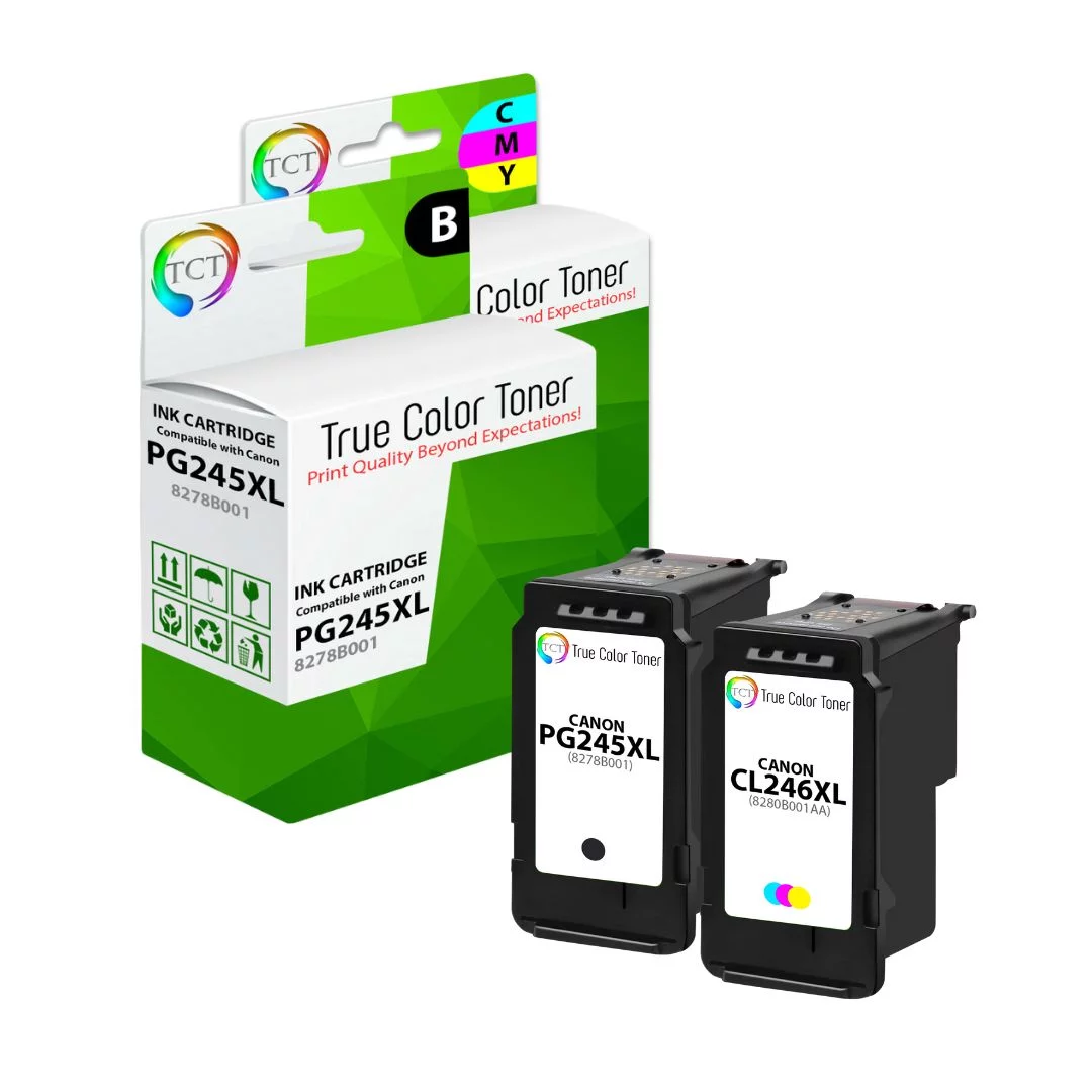 TCT Compatible HY Ink Cartridge Replacement for the Canon 245XL 246XL Series - 2 Pack (1 BK, 1 CL)