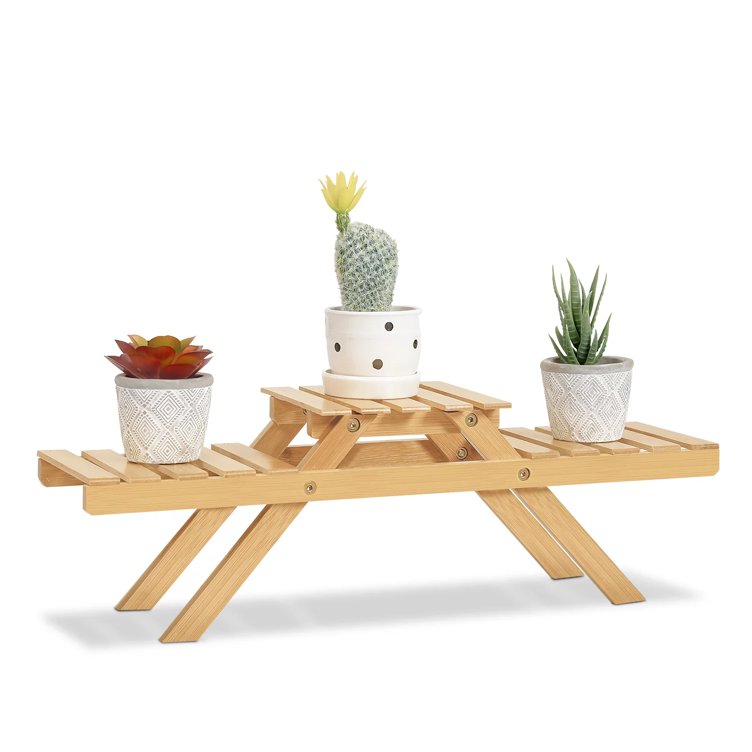 Magshion Bamboo Modern Plant Stand, Desktop Table Flower Storage Rack, Natural, for Home and office