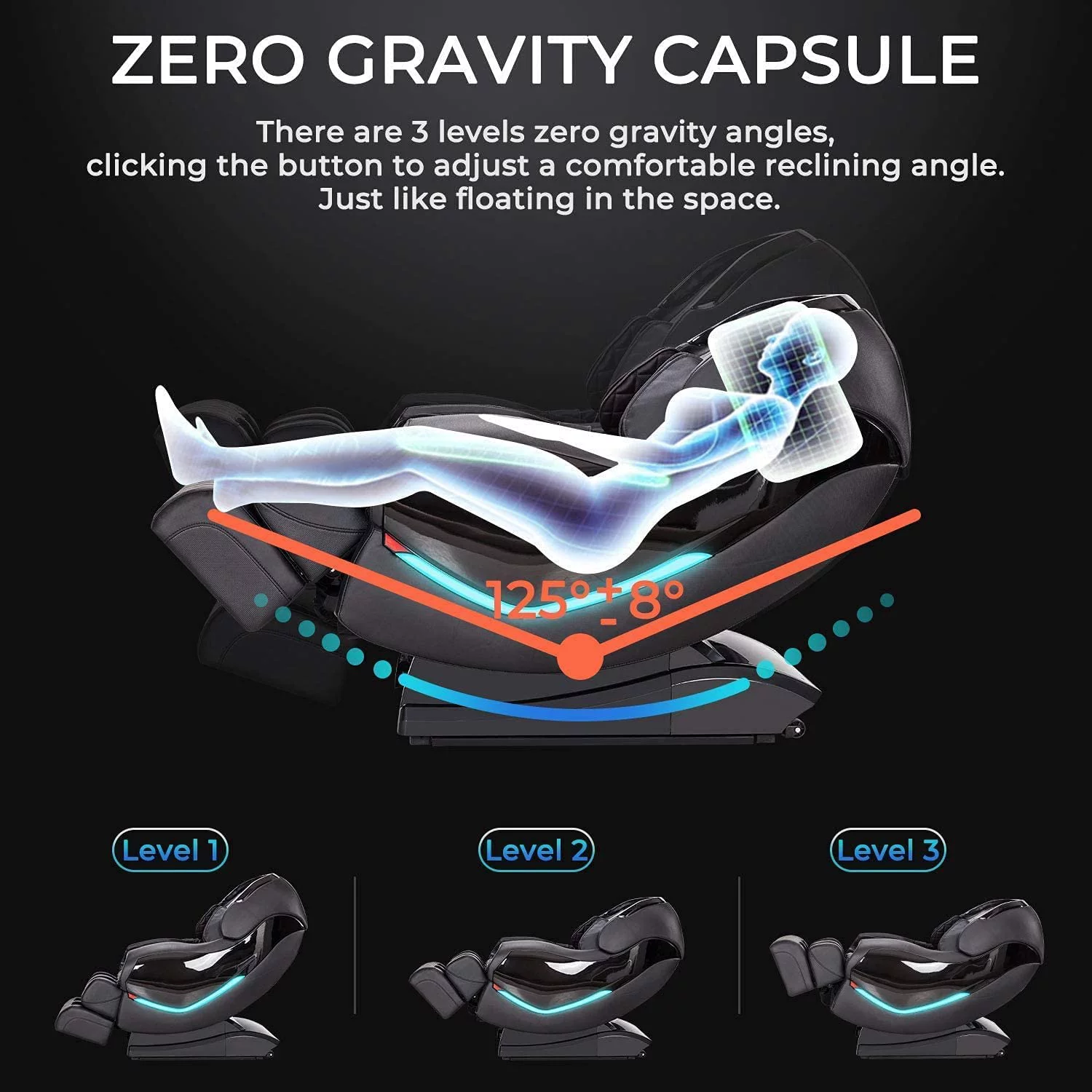 Massage Chair,Zero Gravity,Full Body Shiatsu with S-Track,3D Recliner with Heat,Vibrating & Foot Roller Black