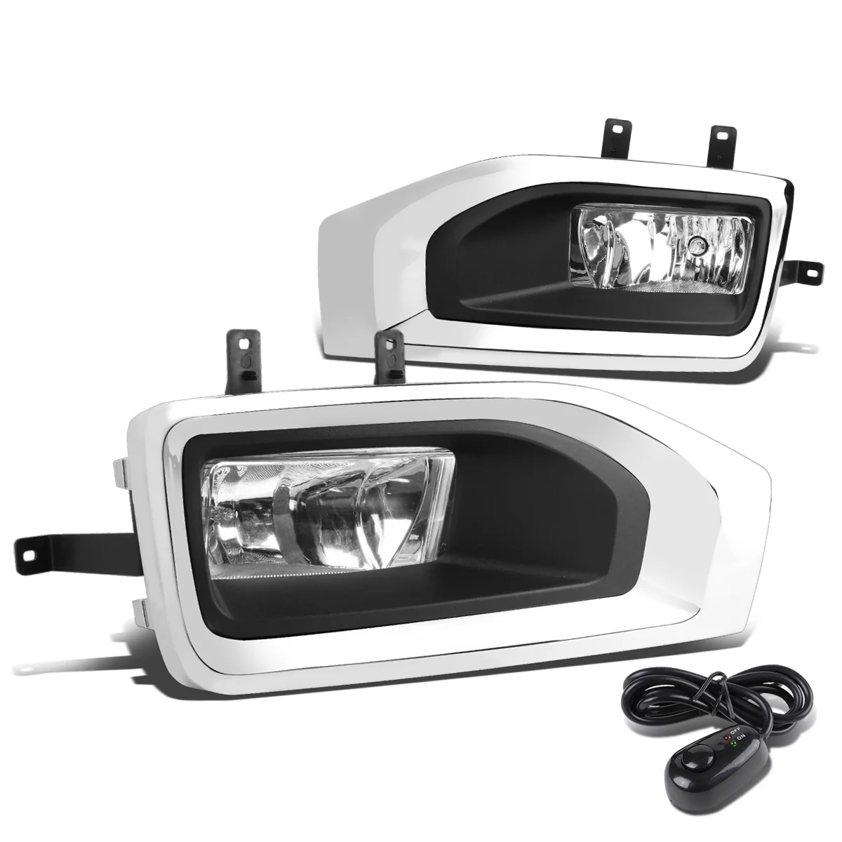 DNA Motoring FL-ZTL-236-CH For 2015 to 2018 GMC Yukon/XL Pair Bumper Driving Fog Light Lamp+Bezel+Switch Clear Lens 16 17
