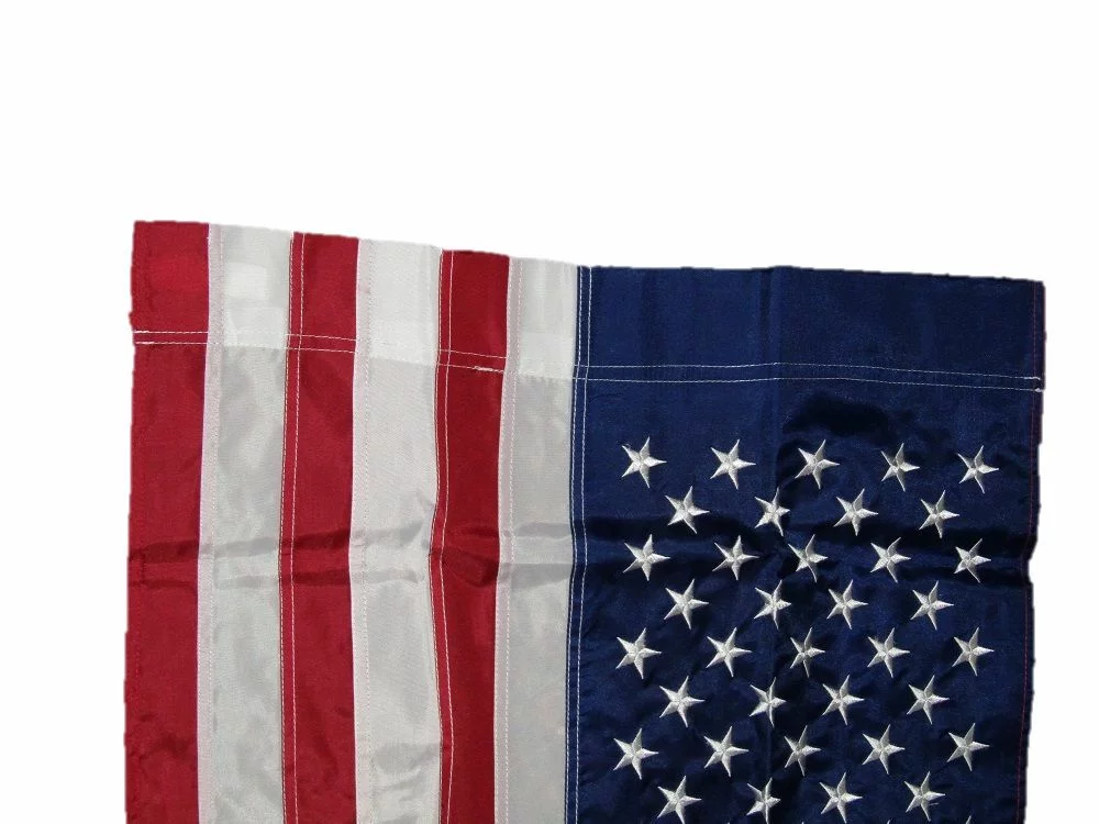 2x3 Embroidered USA American Pole Sleeve 210D Sewn Nylon Flag 2'x3' (USA MADE)