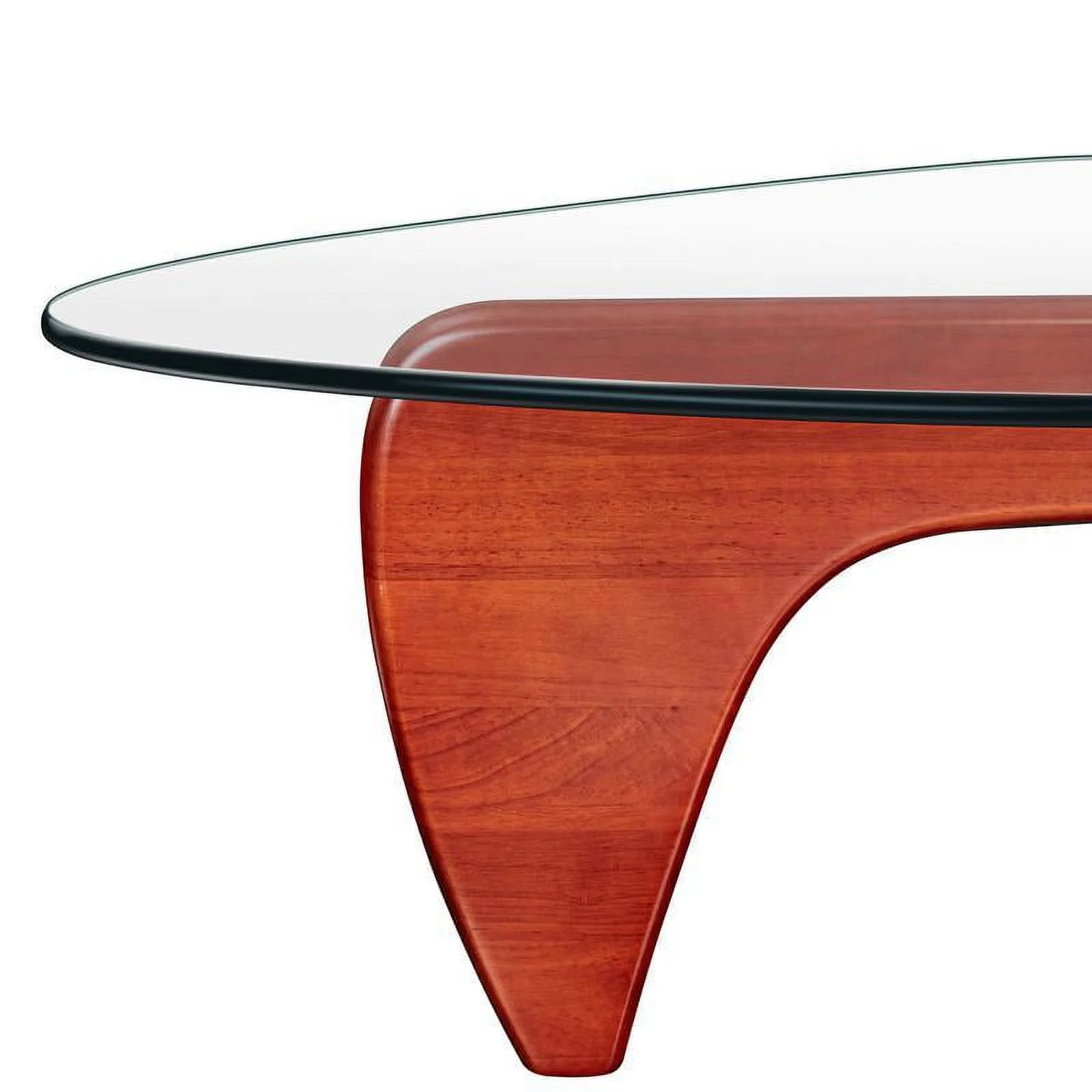 Modern Triangle Coffee Table - Glass Top - Solid Wood Base - 55.1*42.5*4.3 inches - Eco-Friendly - Versatile