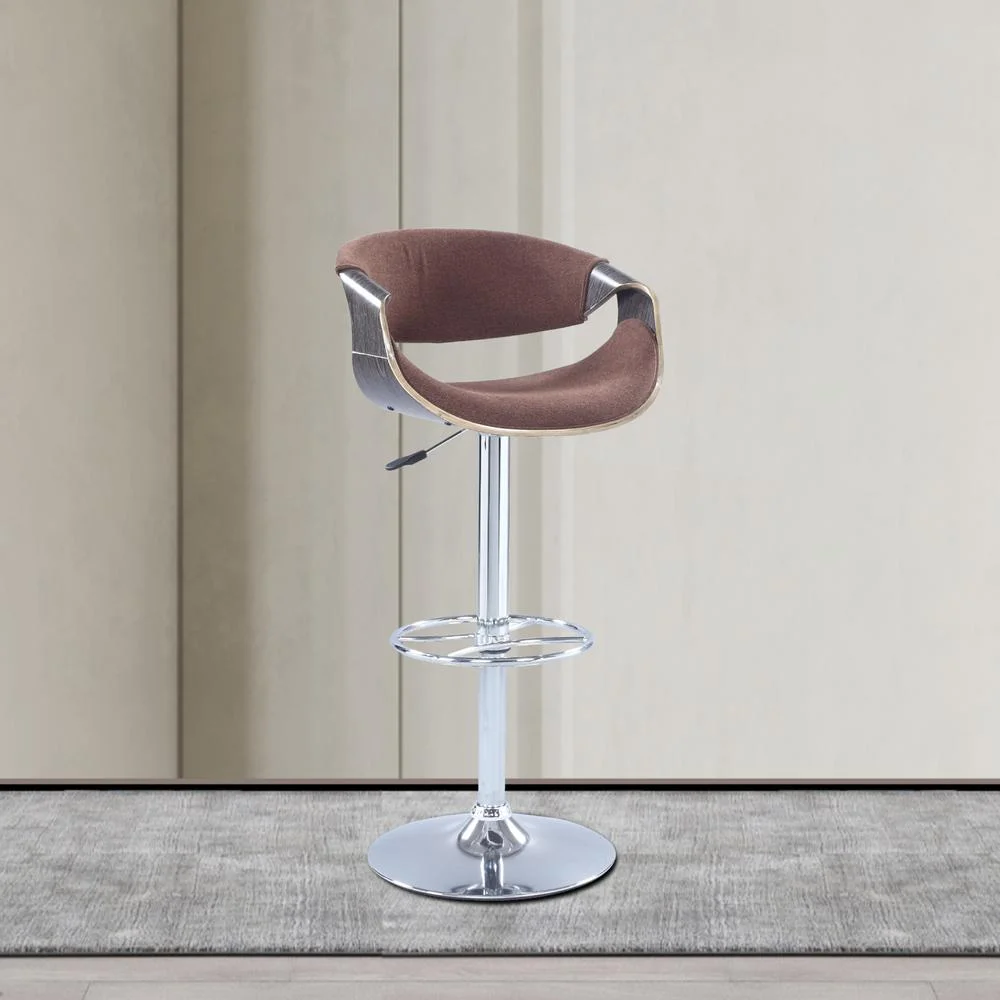 1396 Bella Vita Pneumatic bentwood saddle seat adjustable stool in Brown